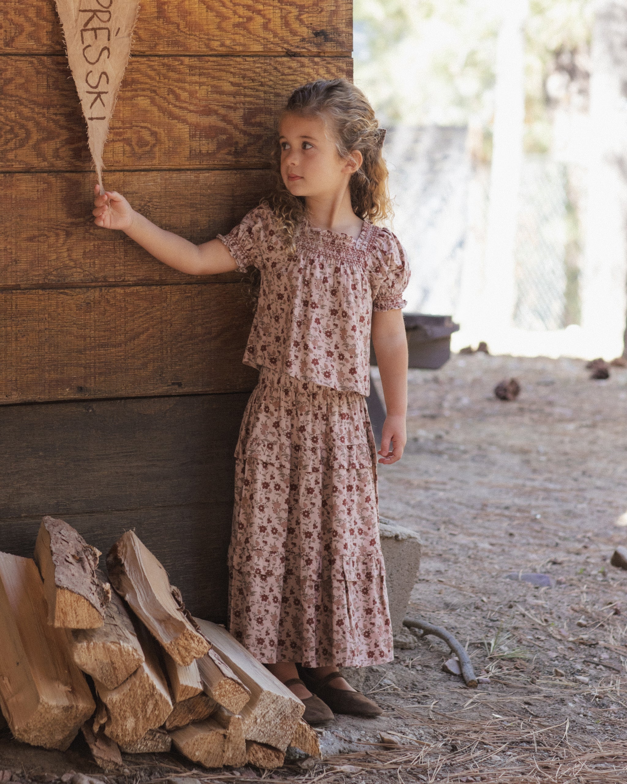 Ruffled Midi Skirt Pink Floral - Rylee + Cru | Kids Clothes | Trendy Baby Clothes | Modern Infant Outfits |