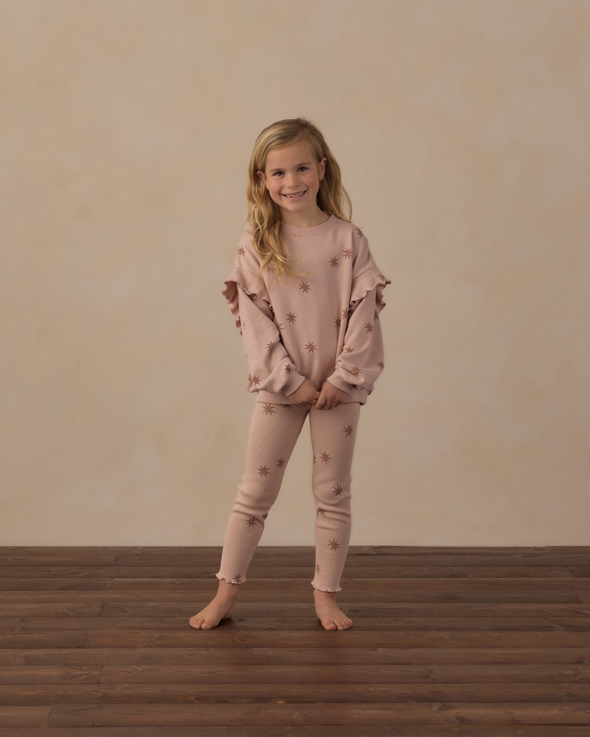 Ruffle Sweatshirt Clay Stars - Rylee + Cru | Kids Clothes | Trendy Baby Clothes | Modern Infant Outfits |
