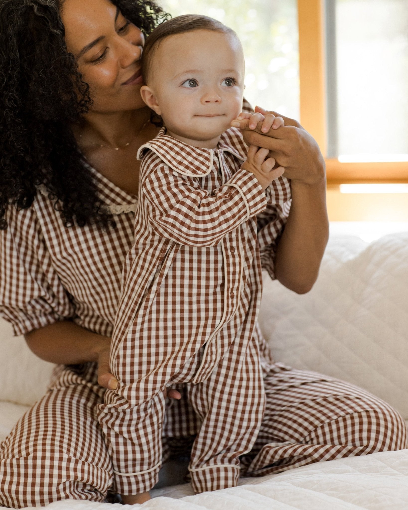 Baby Pajama Romper || Brick Gingham - Rylee + Cru Canada