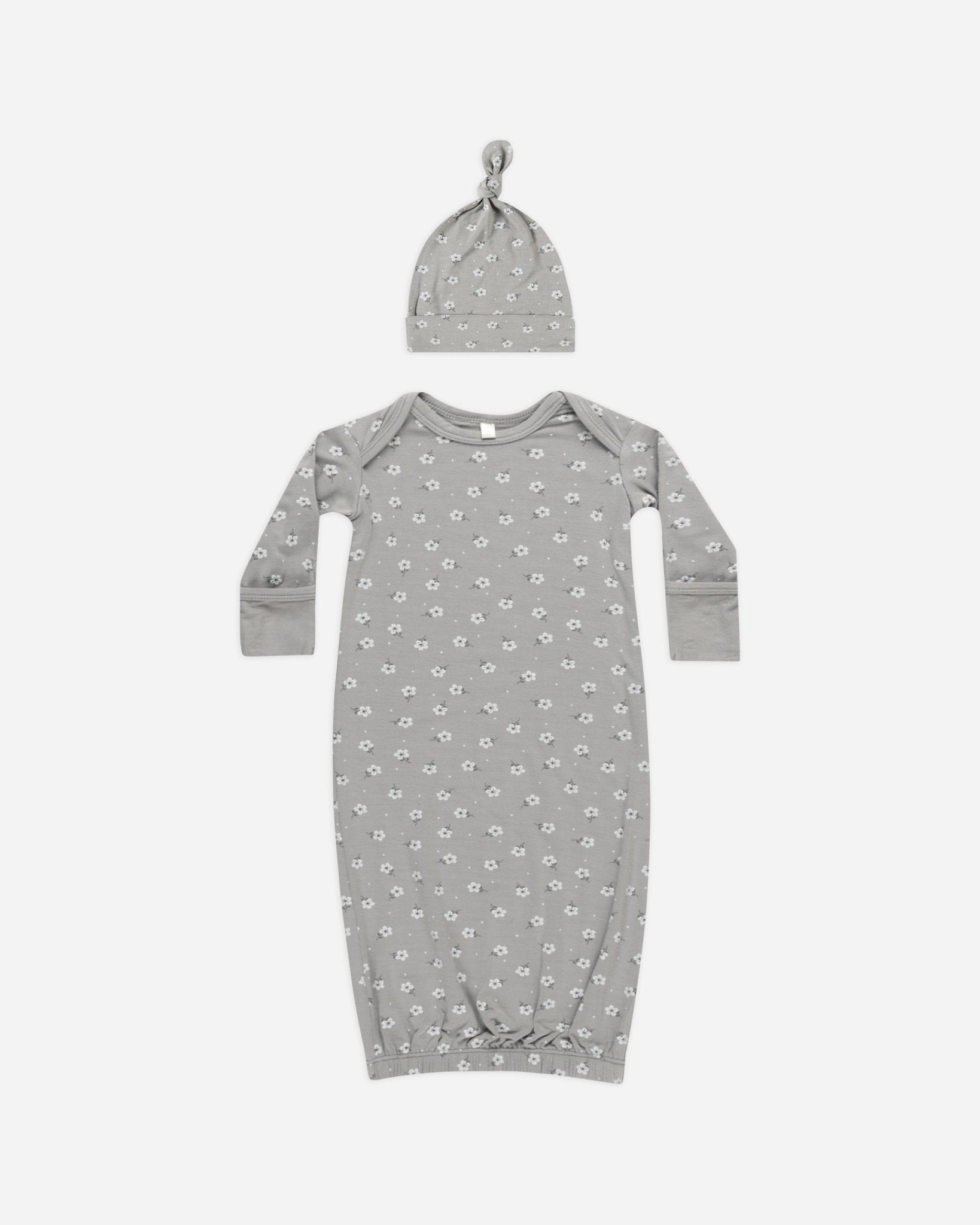 Bamboo Baby Gown + Hat Set || Blue Ditsy - Rylee + Cru Canada