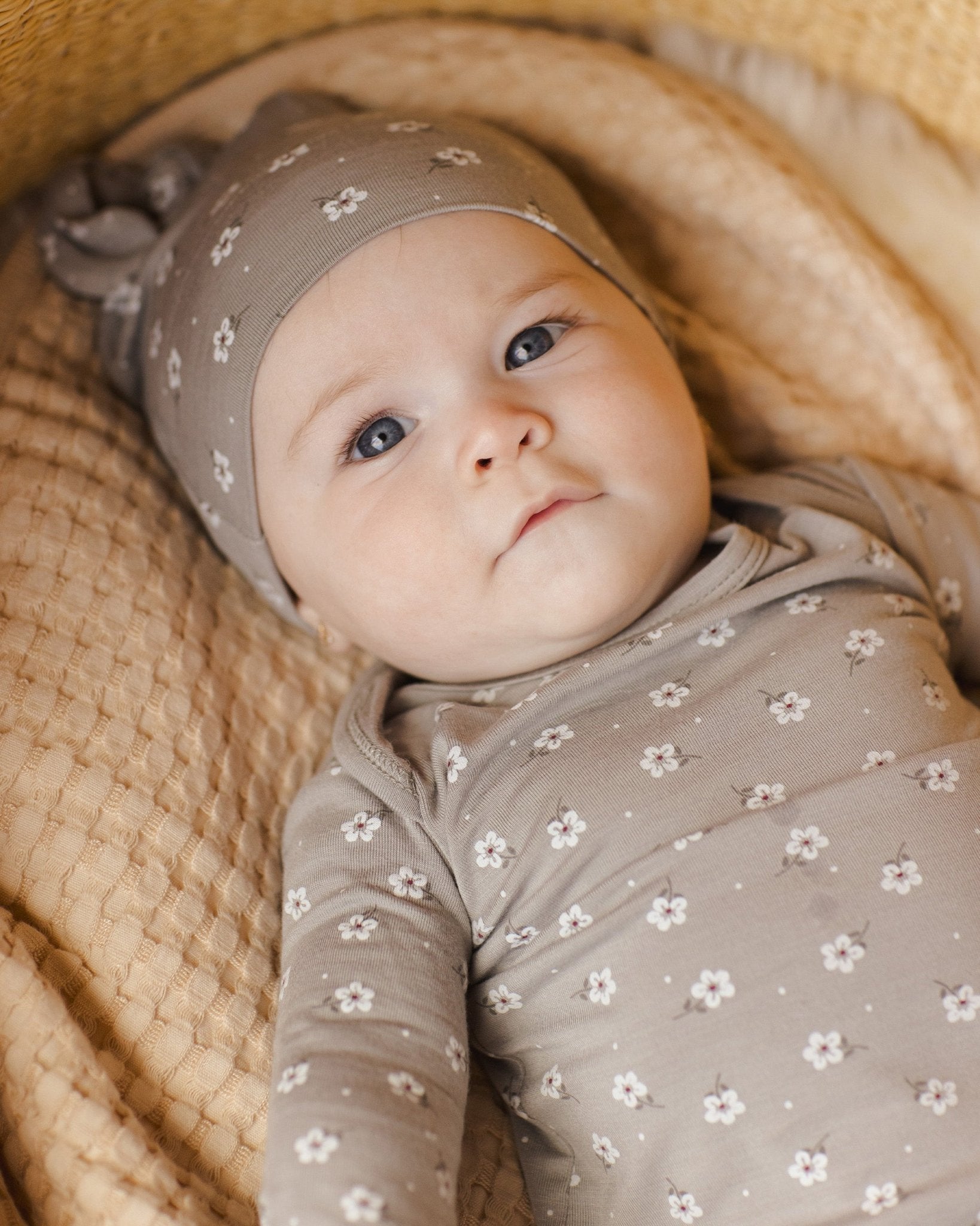 Bamboo Baby Gown + Hat Set || Blue Ditsy - Rylee + Cru Canada