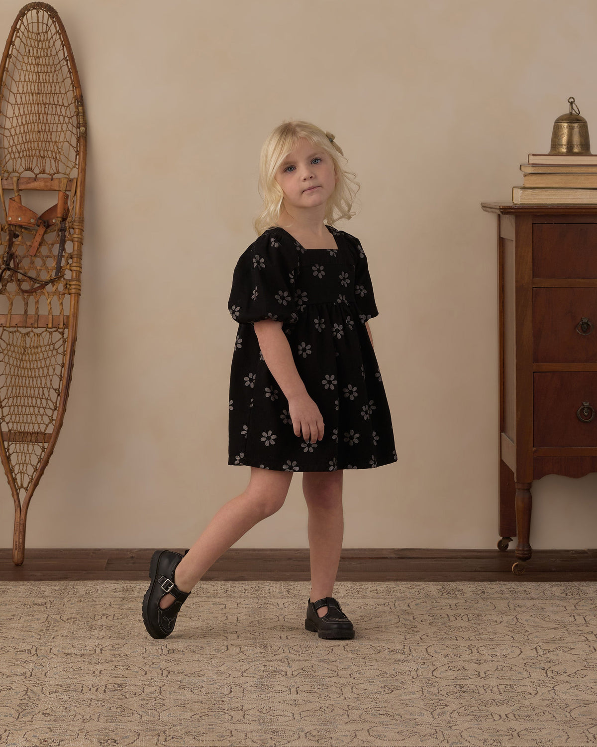Gretta Babydoll Dress Black Daisy - Rylee + Cru | Kids Clothes | Trendy Baby Clothes | Modern Infant Outfits |