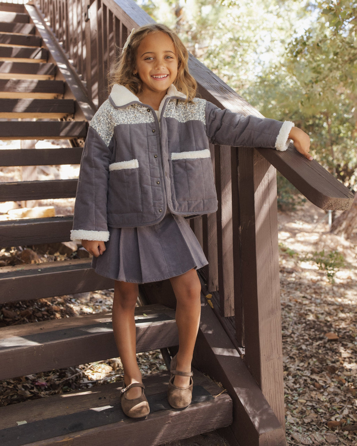 Lily Coat Slate Floral - Rylee + Cru | Kids Clothes | Trendy Baby Clothes | Modern Infant Outfits |