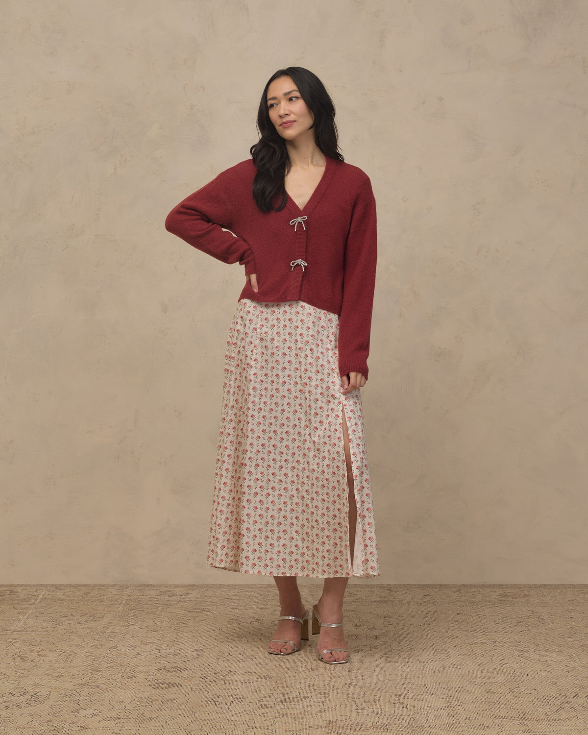 Gilet à nœud pour femme rubis