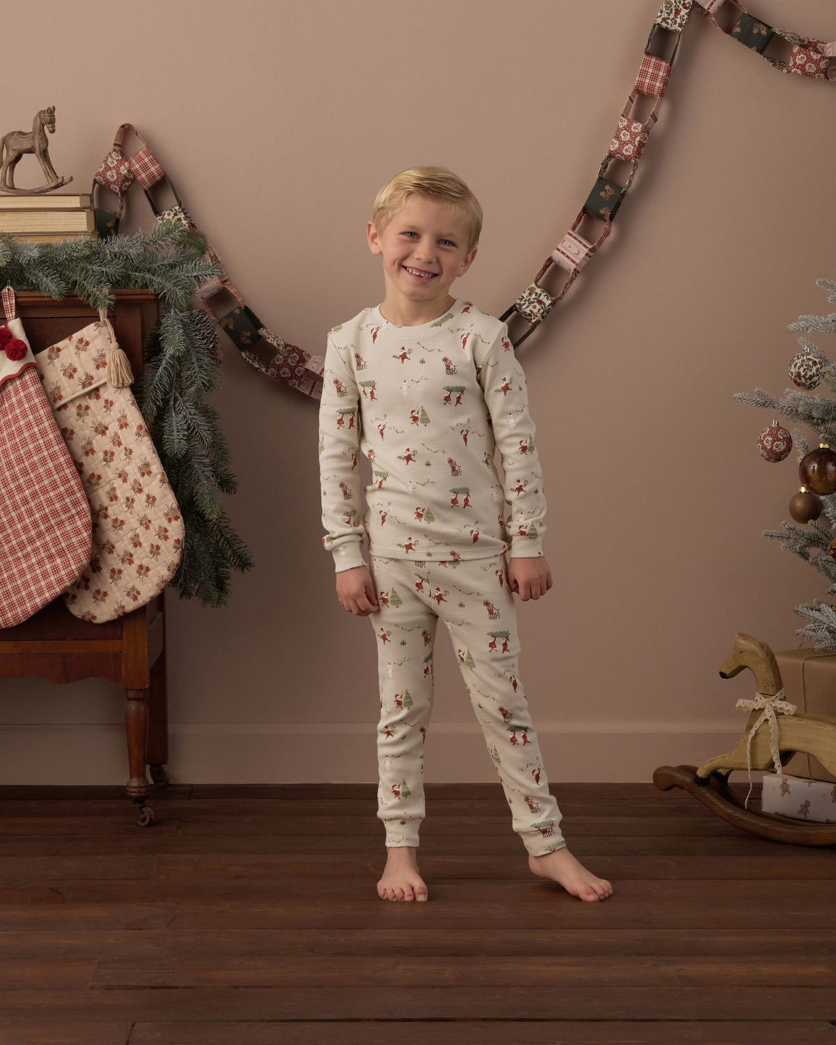 Organic Long Sleeve Pajama Set Gnome Village - Rylee + Cru | Kids Clothes | Trendy Baby Clothes | Modern Infant Outfits |
