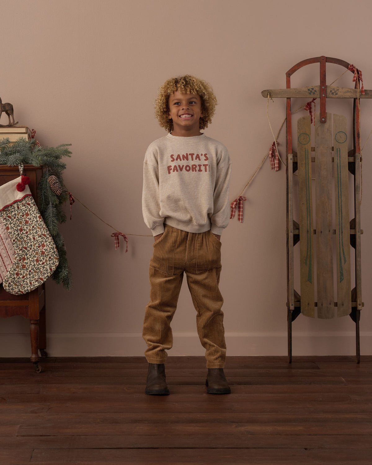Relaxed Sweatshirt Santa's Favorite - Rylee + Cru | Kids Clothes | Trendy Baby Clothes | Modern Infant Outfits |