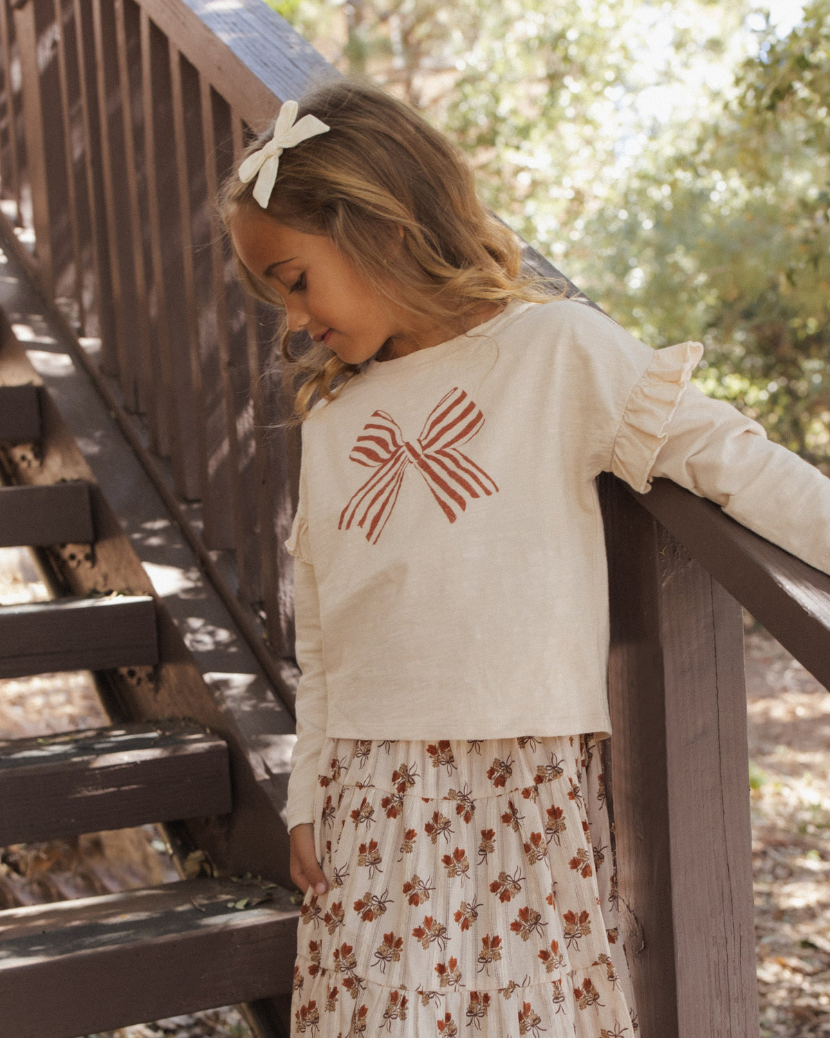 Ruffle Long Sleeve Tee Bow - Rylee + Cru | Kids Clothes | Trendy Baby Clothes | Modern Infant Outfits |