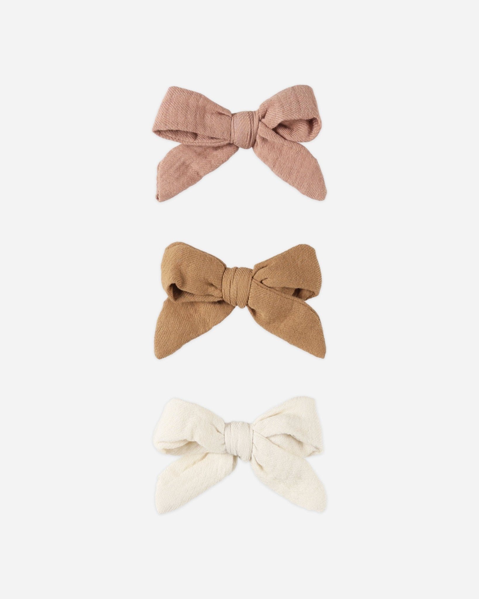 Bow W. Clip, Set of 3 || Rose, Golden, Natural - Rylee + Cru Canada