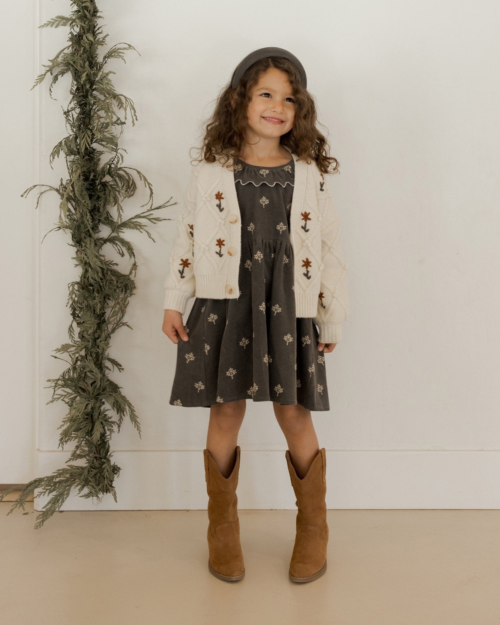 Boxy Cardigan || Winter Floral Embroidery - Rylee + Cru Canada