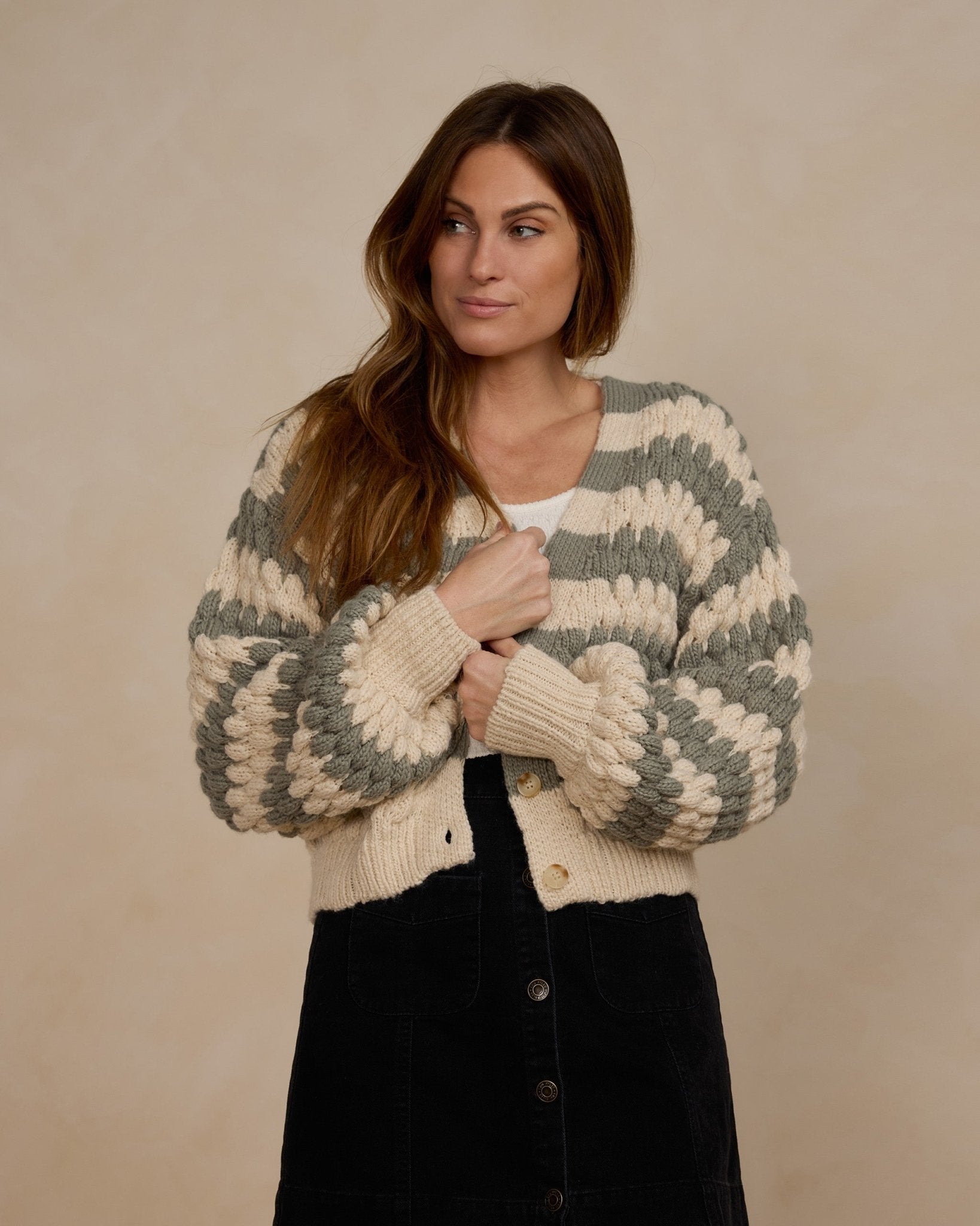 Boxy Crop Cardigan | Laurel Stripe - Rylee + Cru Canada