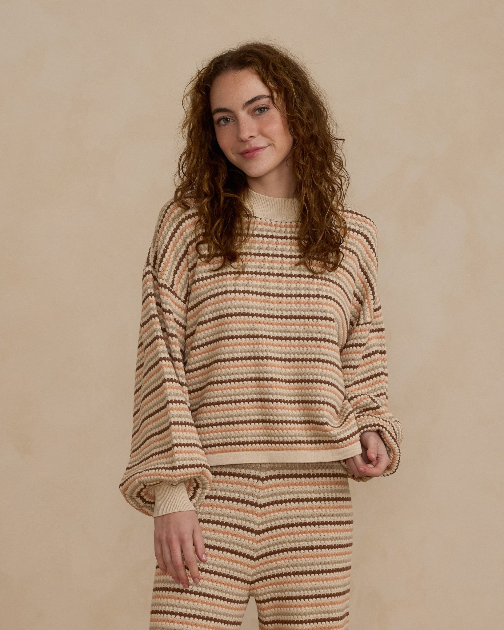 Boxy Crop Sweater | Honeycomb Stripe - Rylee + Cru Canada