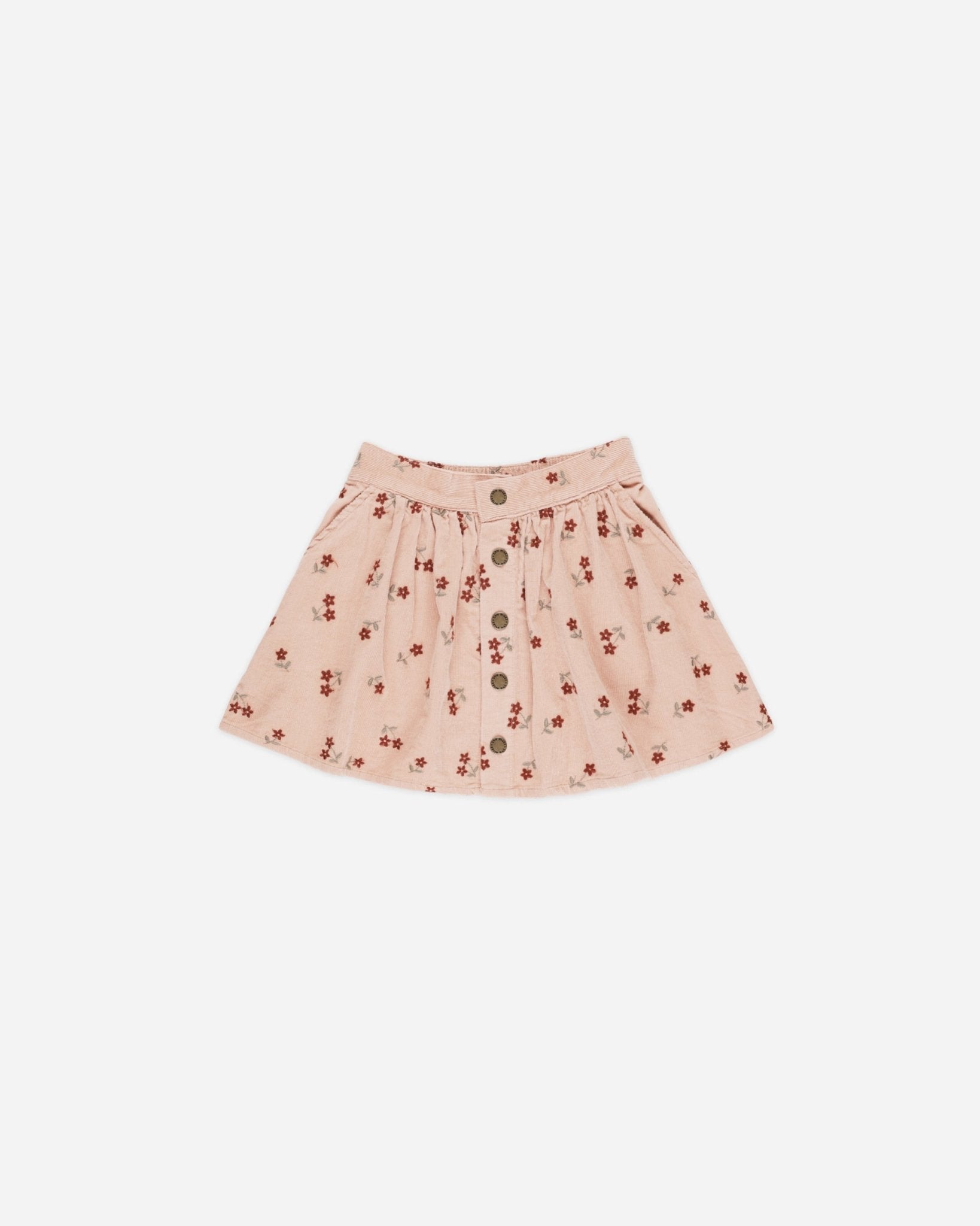 Button Front Mini Skirt || Blossom Embroidery - Rylee + Cru Canada