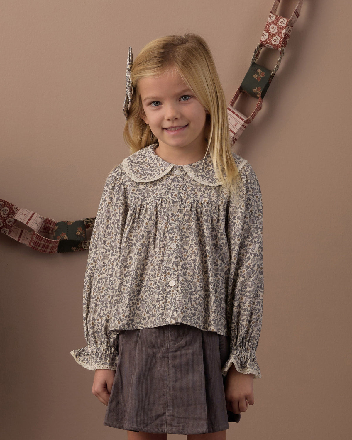 Kat Blouse Slate Floral - Rylee + Cru | Kids Clothes | Trendy Baby Clothes | Modern Infant Outfits |
