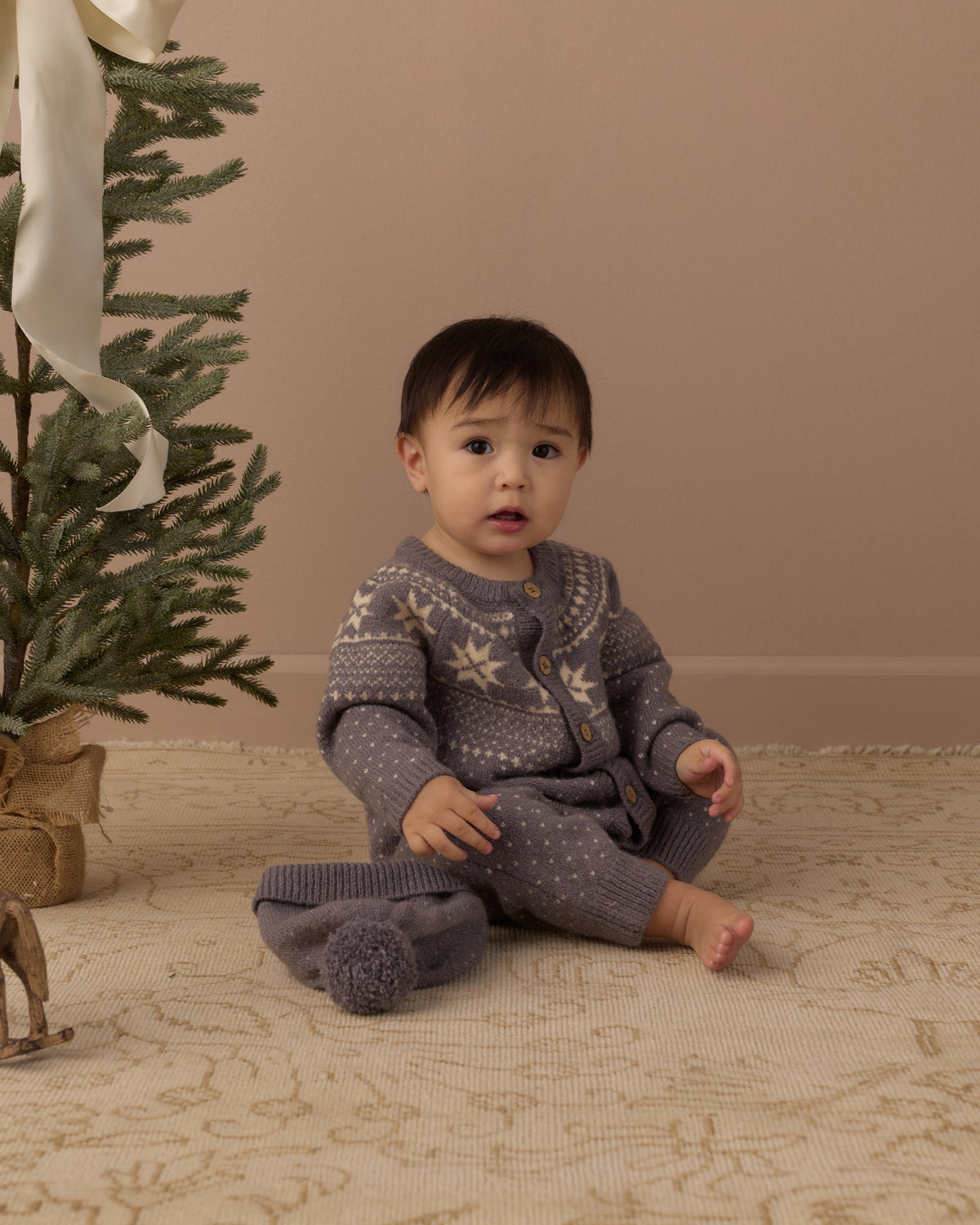 Fair Isle Romper Slate - Rylee + Cru | Kids Clothes | Trendy Baby Clothes | Modern Infant Outfits |