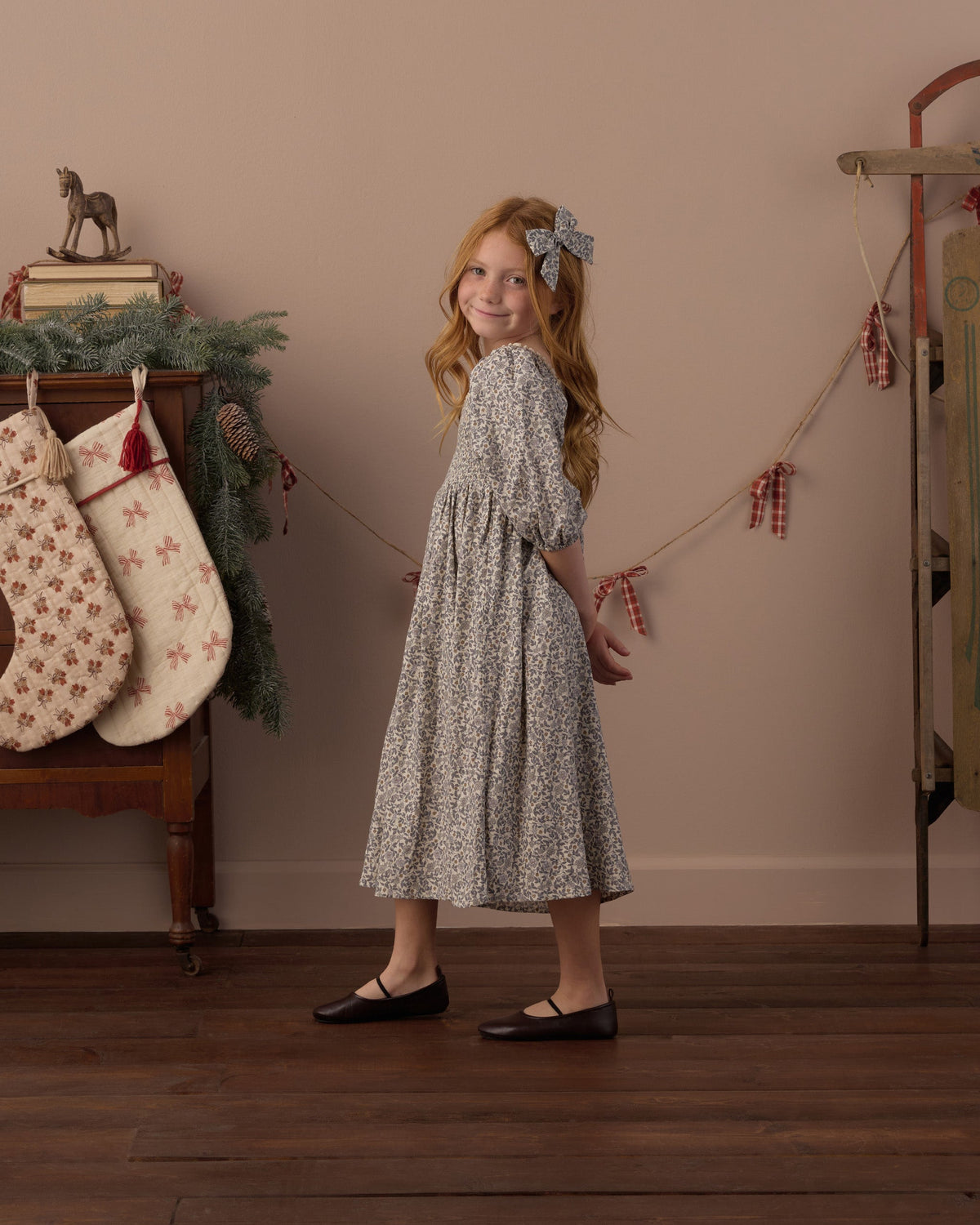 Bow Slate Floral - Rylee + Cru | Kids Clothes | Trendy Baby Clothes | Modern Infant Outfits |