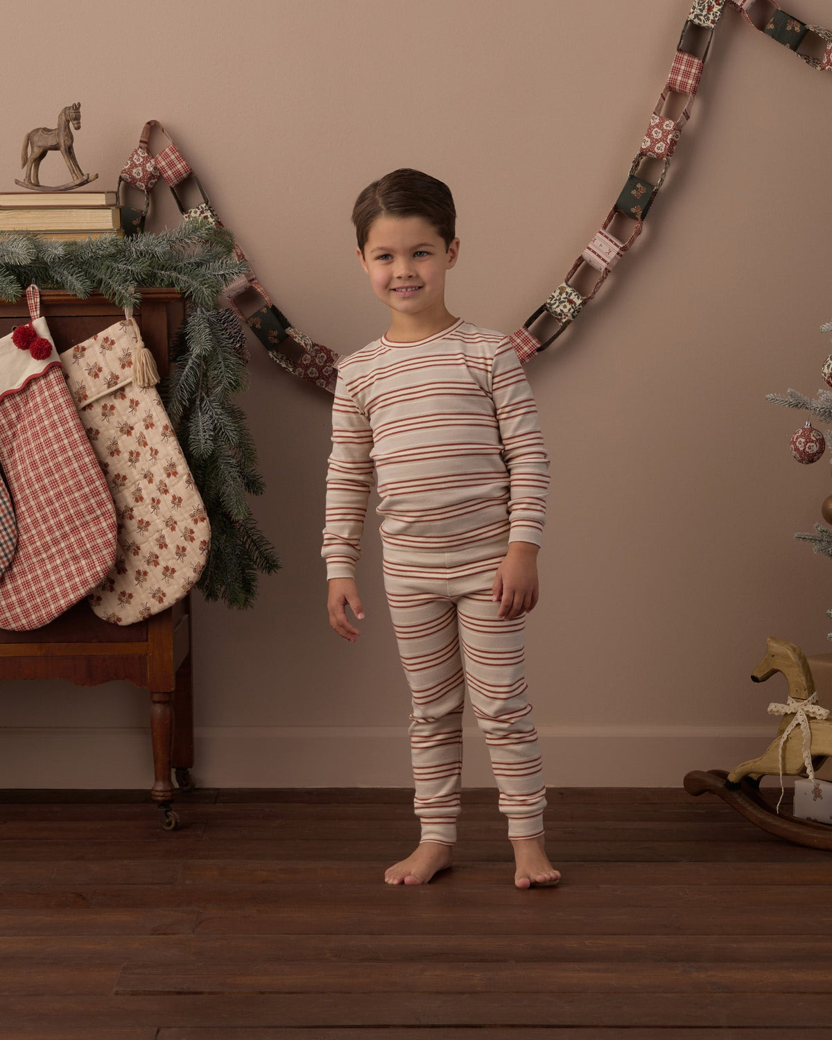 Organic Long Sleeve Pajama Set Holiday Stripe - Rylee + Cru | Kids Clothes | Trendy Baby Clothes | Modern Infant Outfits |