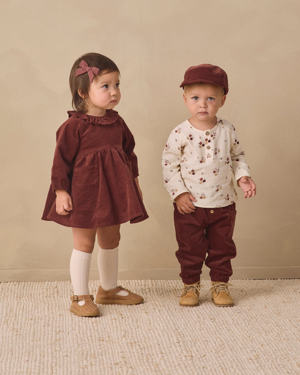 Bow W. Clip, Set Of 3 Black Cherry, Butterscotch, Laurel - Rylee + Cru | Kids Clothes | Trendy Baby Clothes | Modern Infant Outfits |