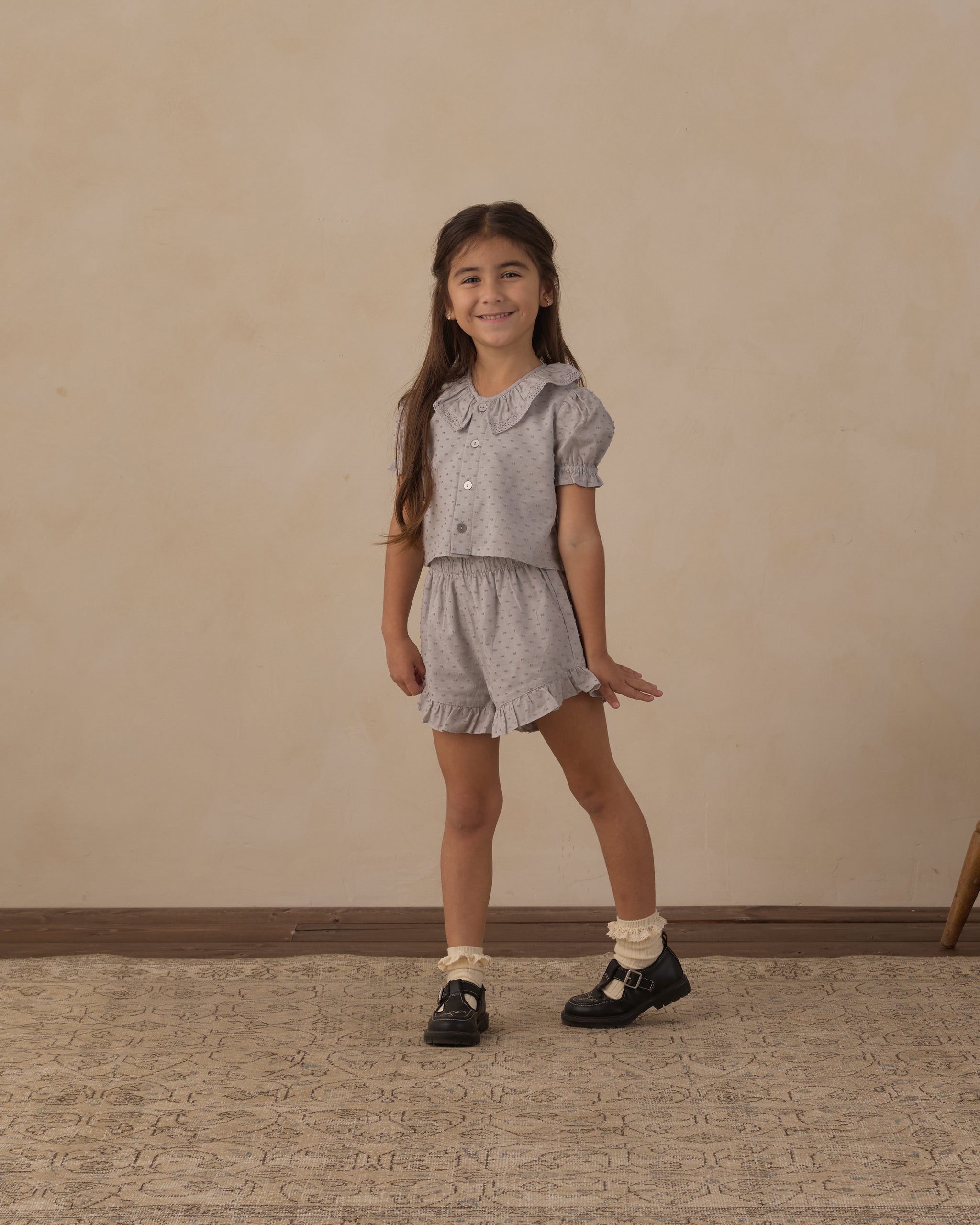 Ruffle Shorts Dusty Blue - Rylee + Cru | Kids Clothes | Trendy Baby Clothes | Modern Infant Outfits |