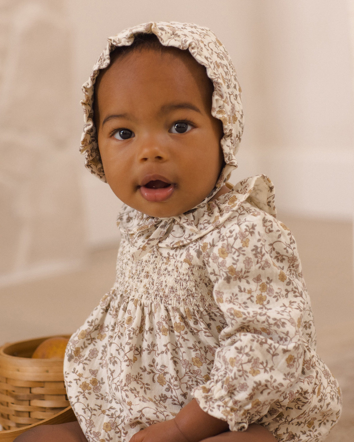Woven Ruffle Bonnet Posy - Rylee + Cru | Kids Clothes | Trendy Baby Clothes | Modern Infant Outfits |