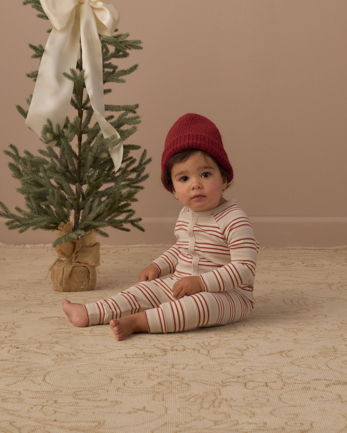 Organic Long John Pajamas Holiday Stripe - Rylee + Cru | Kids Clothes | Trendy Baby Clothes | Modern Infant Outfits |