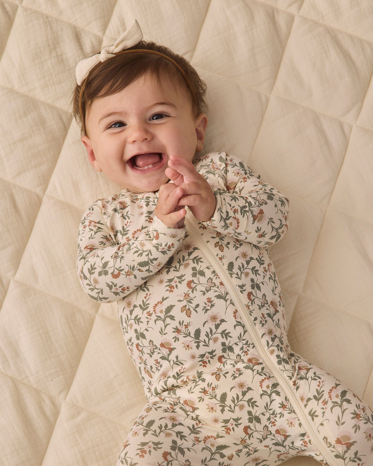 Bamboo Zip Footie Holiday Floral - Rylee + Cru | Kids Clothes | Trendy Baby Clothes | Modern Infant Outfits |
