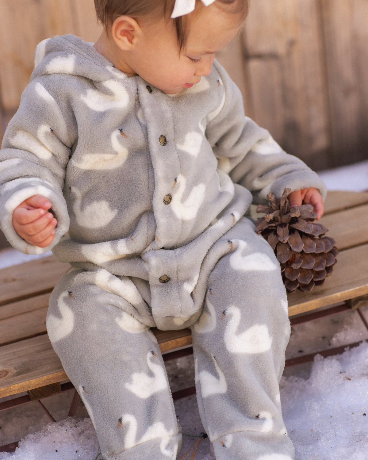 Fleece Jumpsuit Swans - Rylee + Cru | Kids Clothes | Trendy Baby Clothes | Modern Infant Outfits |