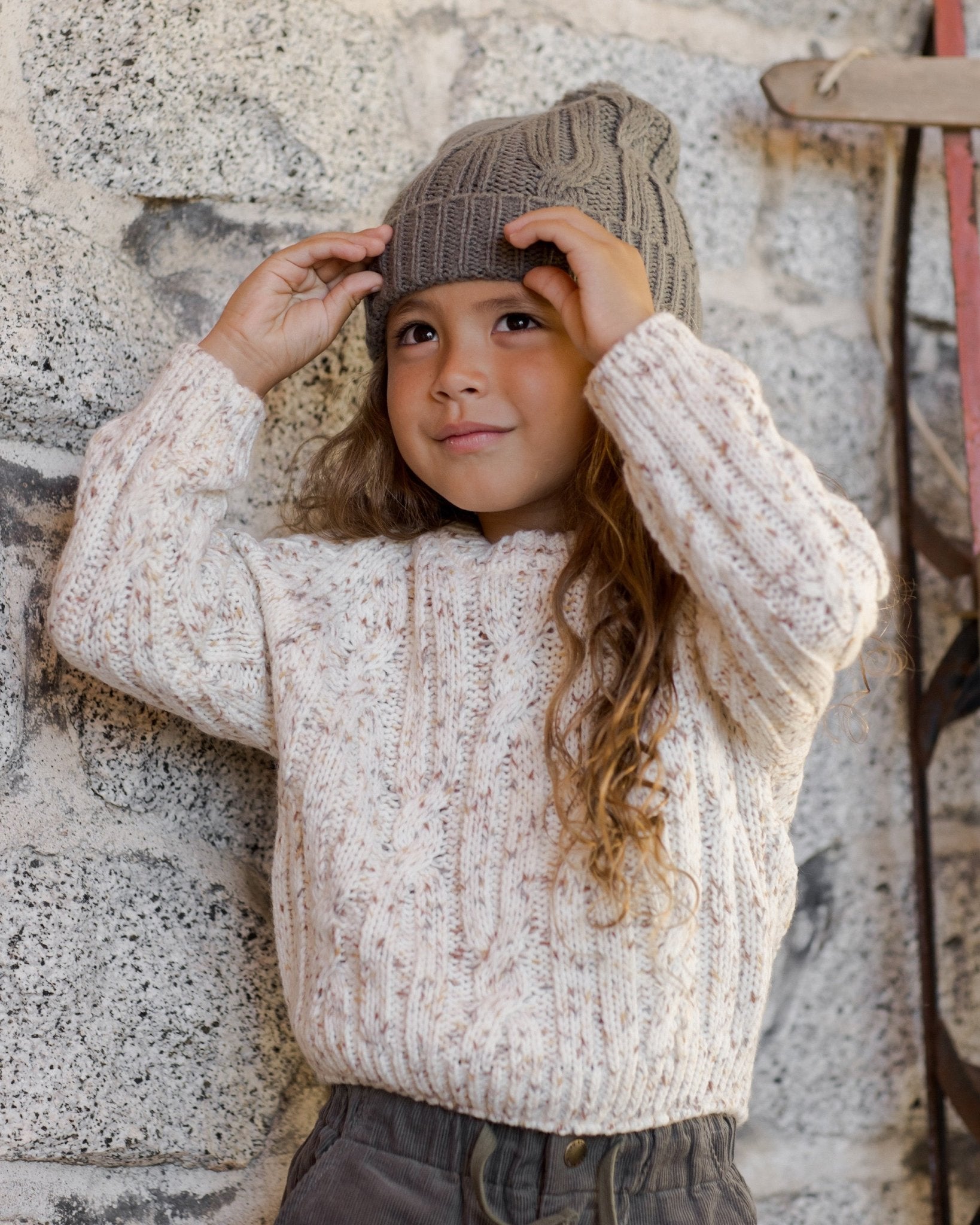 Cable - Knit Sweater || Natural Speckle - Rylee + Cru Canada