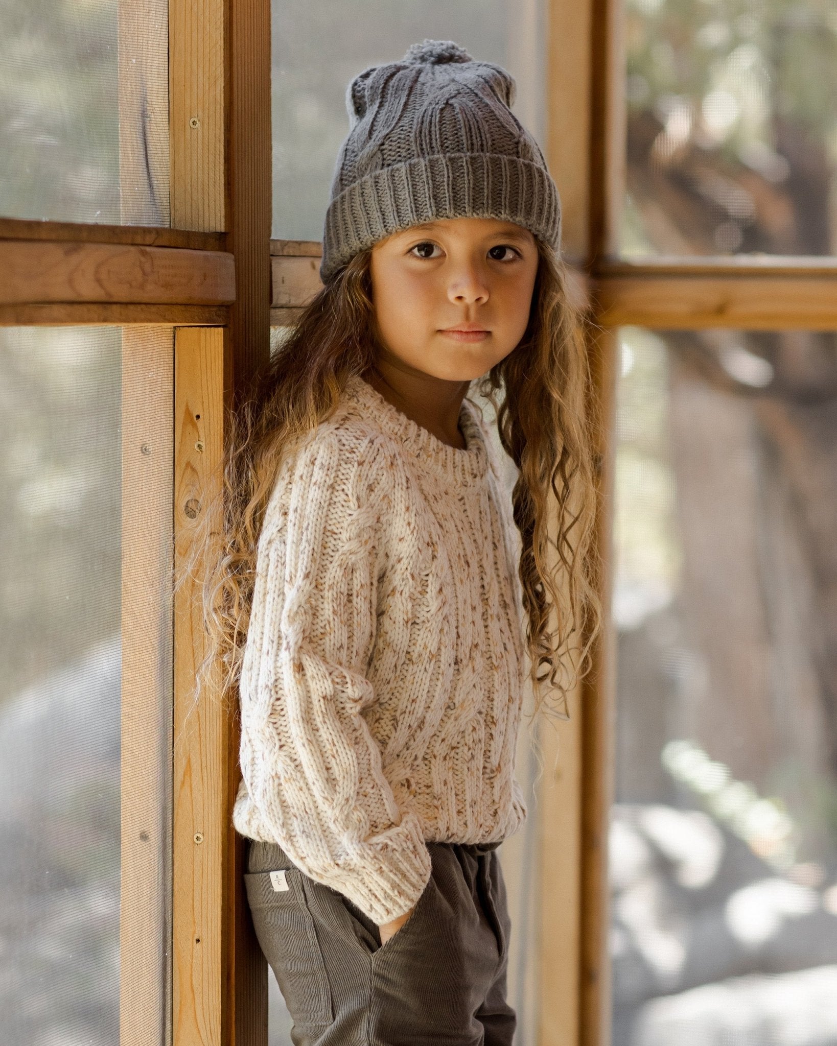 Cable - Knit Sweater || Natural Speckle - Rylee + Cru Canada