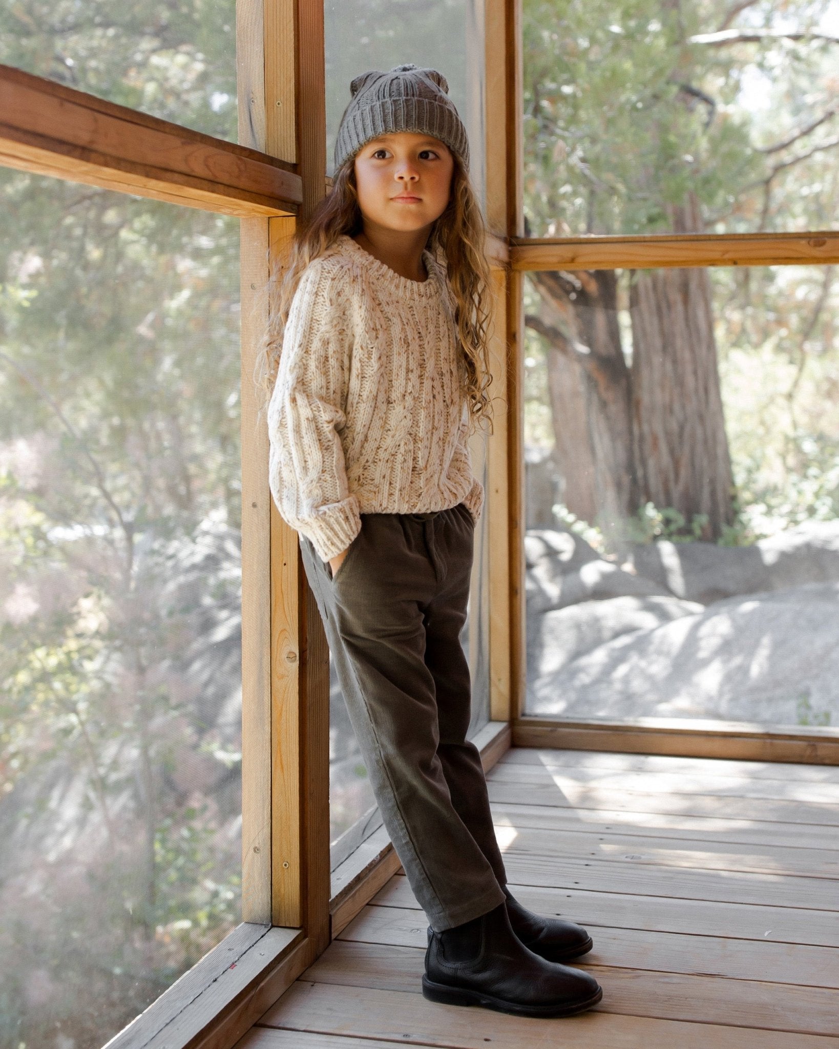 Cable - Knit Sweater || Natural Speckle - Rylee + Cru Canada