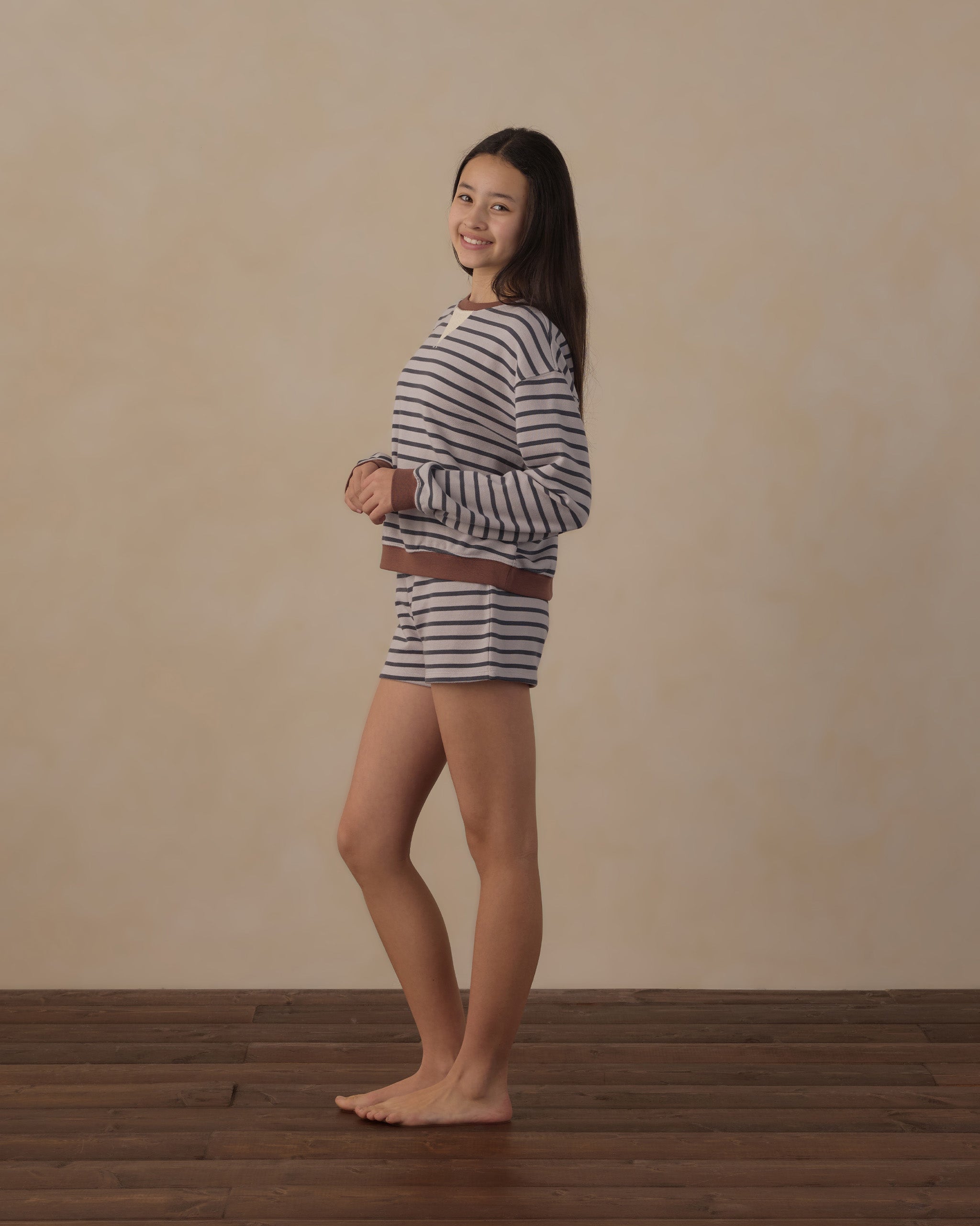Teen Oversized Crew Sweatshirt Midnight Stripe - Rylee + Cru | Kids Clothes | Trendy Baby Clothes | Modern Infant Outfits |