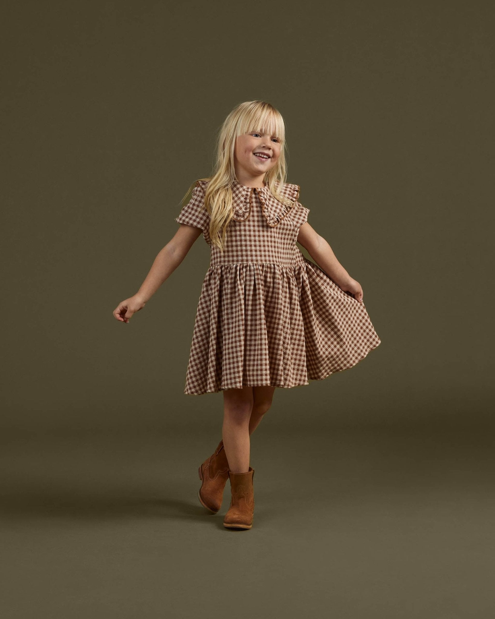 Camille Dress || Brown Gingham - Rylee + Cru Canada