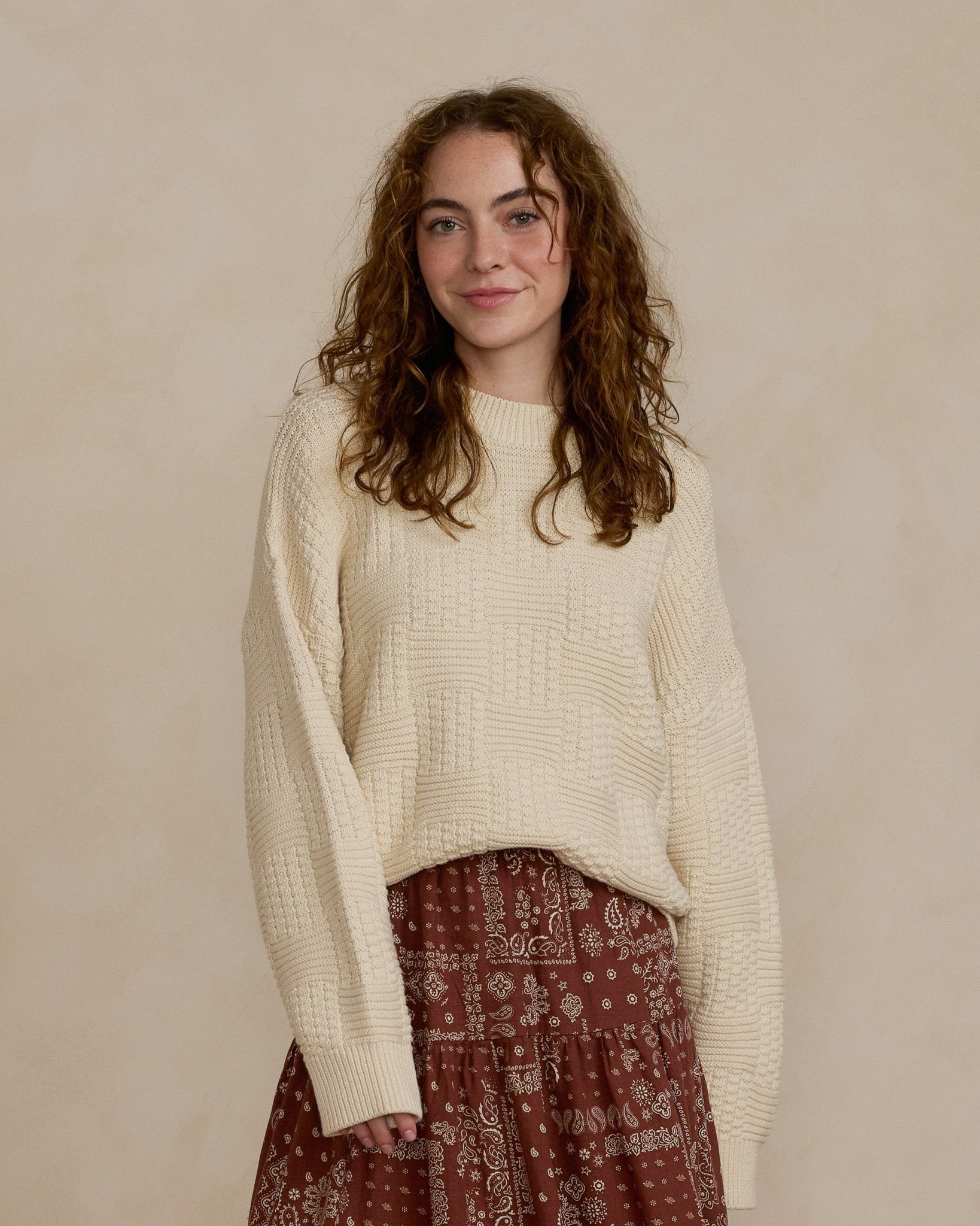 Carolina Sweater | Natural Check - Rylee + Cru Canada