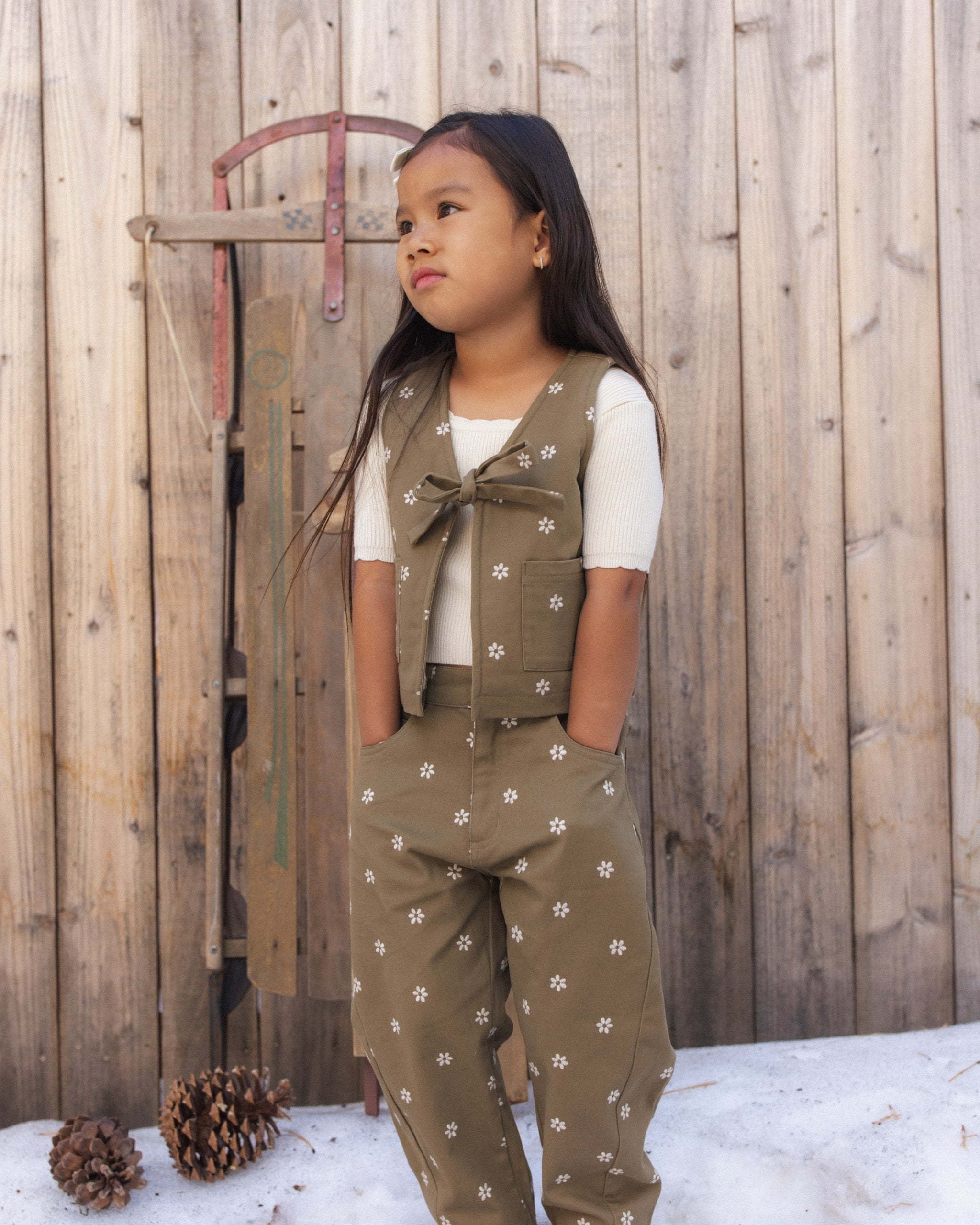 Barrel Pant Embroidered Daisies - Rylee + Cru | Kids Clothes | Trendy Baby Clothes | Modern Infant Outfits |