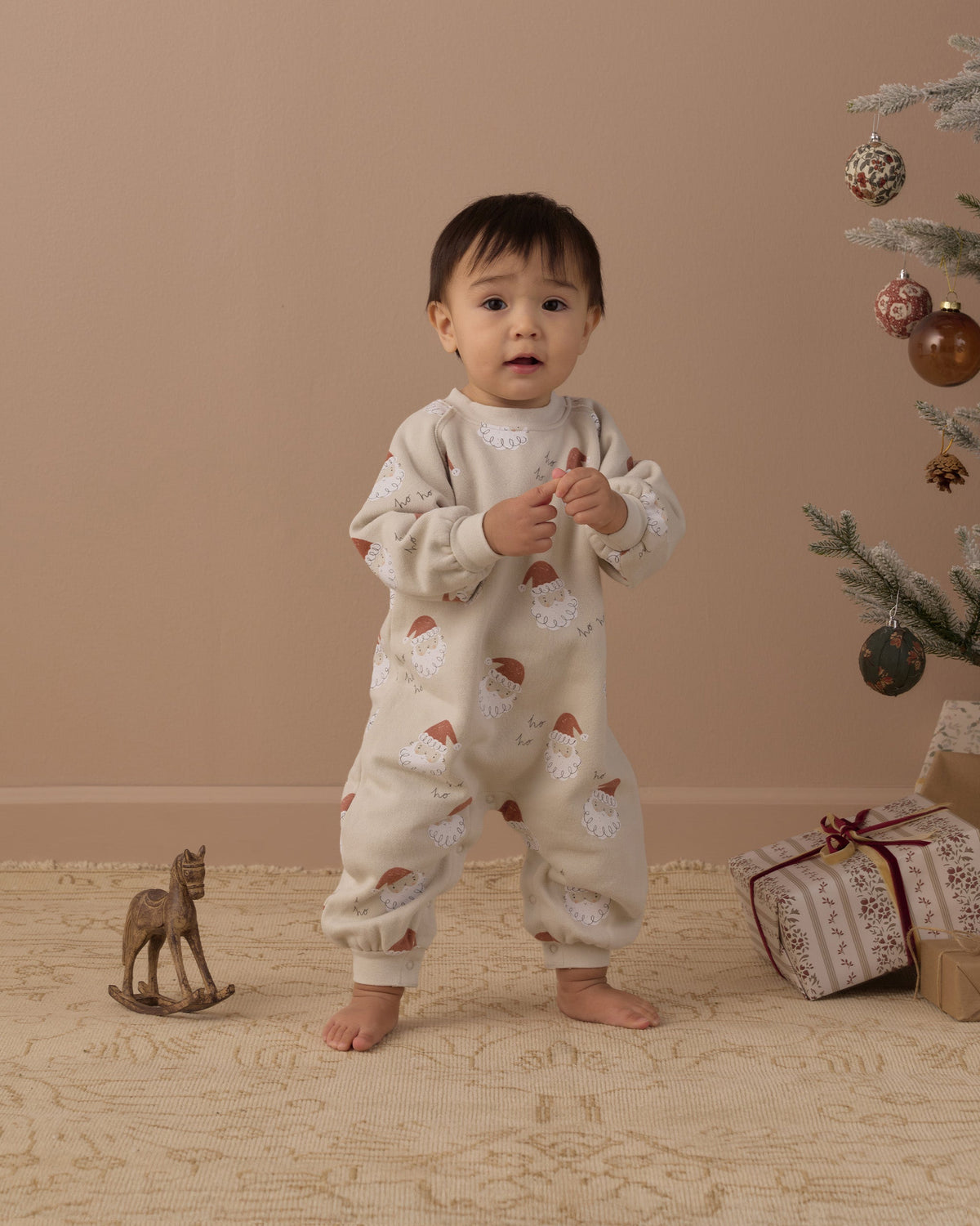 Raglan Jumpsuit Santa - Rylee + Cru | Kids Clothes | Trendy Baby Clothes | Modern Infant Outfits |