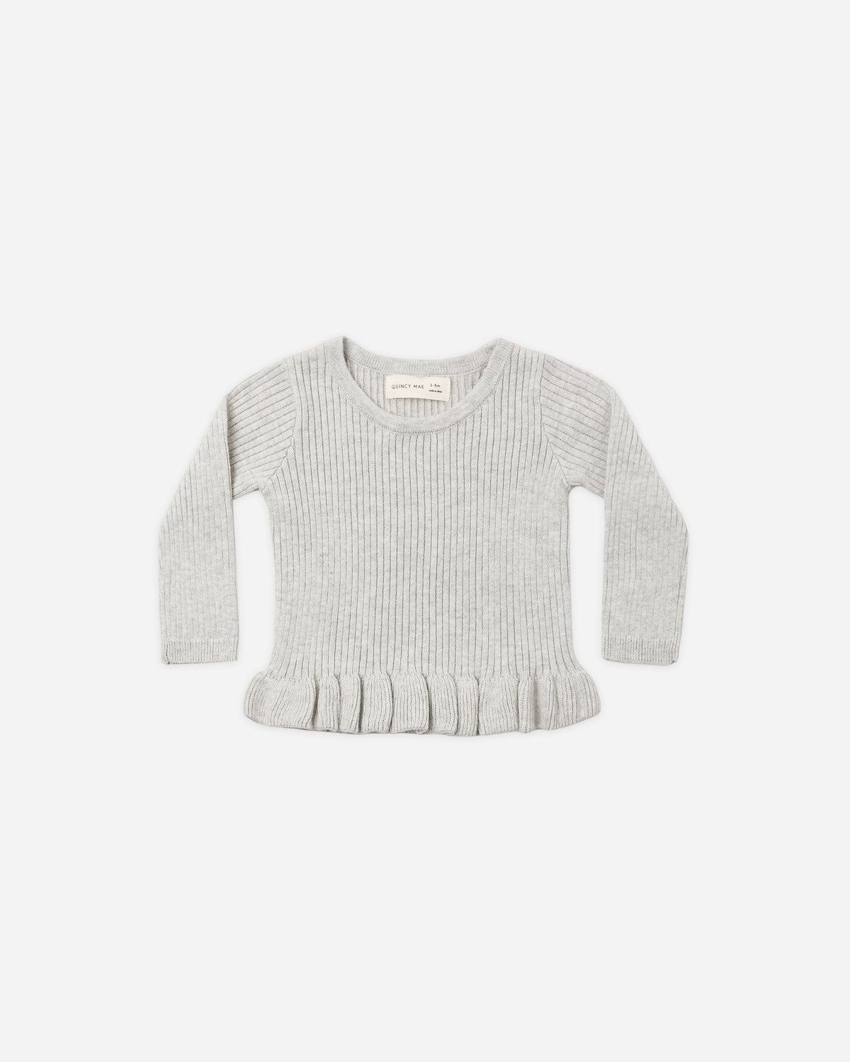 Rib Knit Peplum Top Heathered Fog - Rylee + Cru | Kids Clothes | Trendy Baby Clothes | Modern Infant Outfits |
