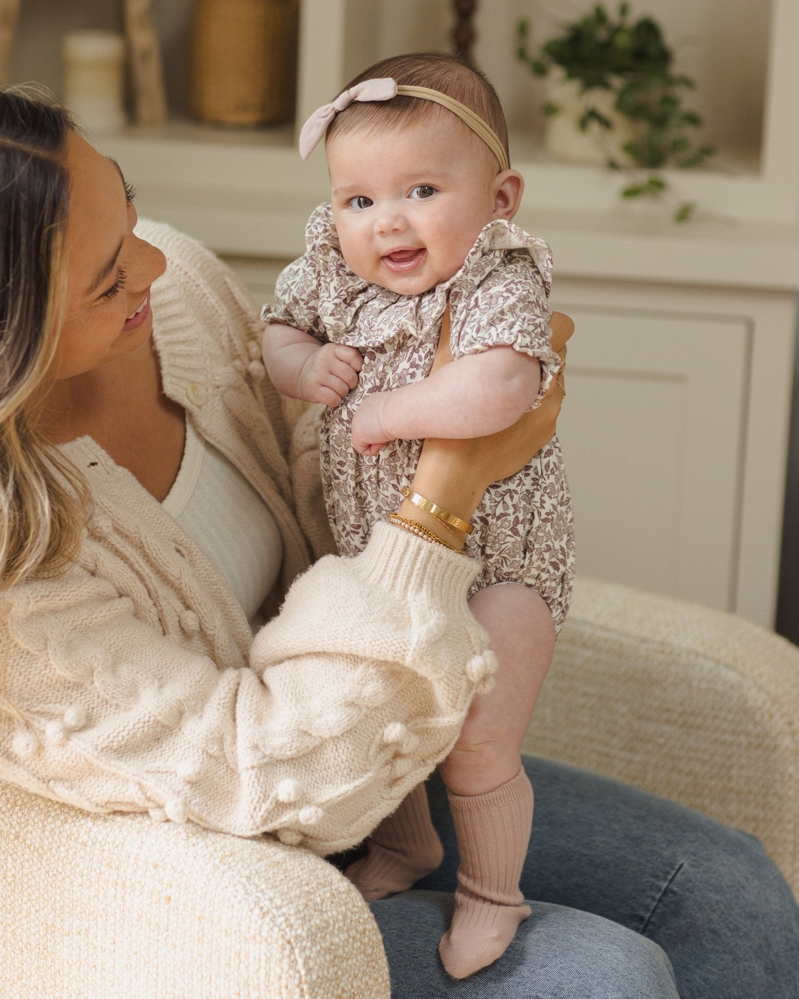 Collared Romper || Mauve Ditsy - Rylee + Cru Canada