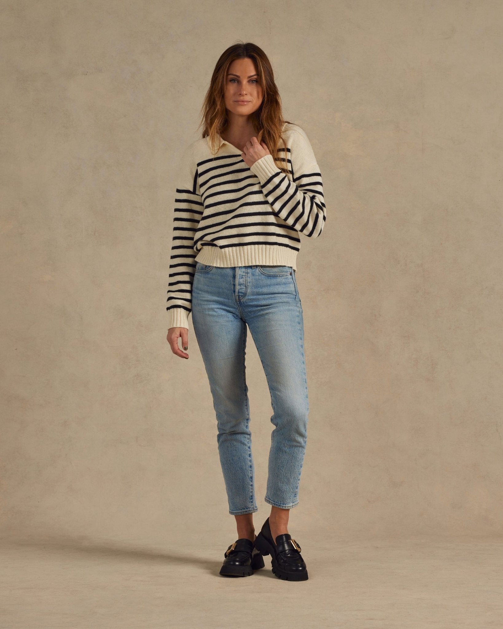 Collared Sweater | Black Stripe - Rylee + Cru Canada