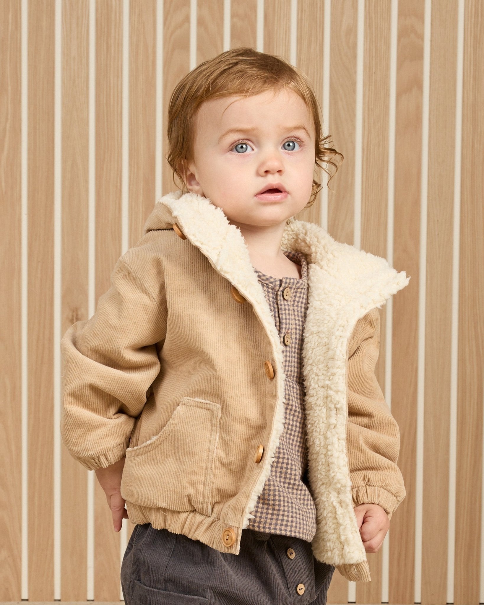 Quincy Mae Corduroy Hooded Jacket Latte 12 18M