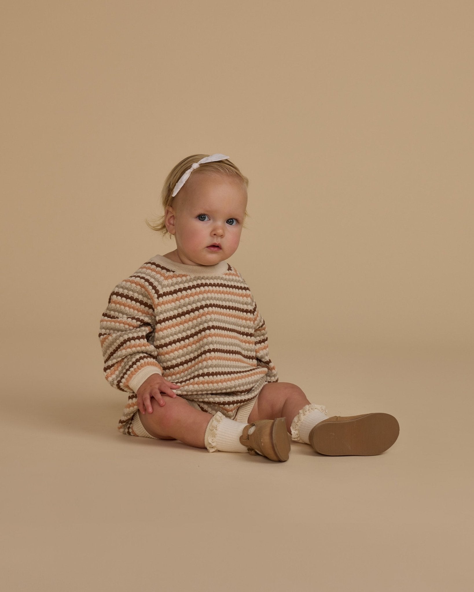 Crewneck Romper || Honeycomb Stripe - Rylee + Cru Canada