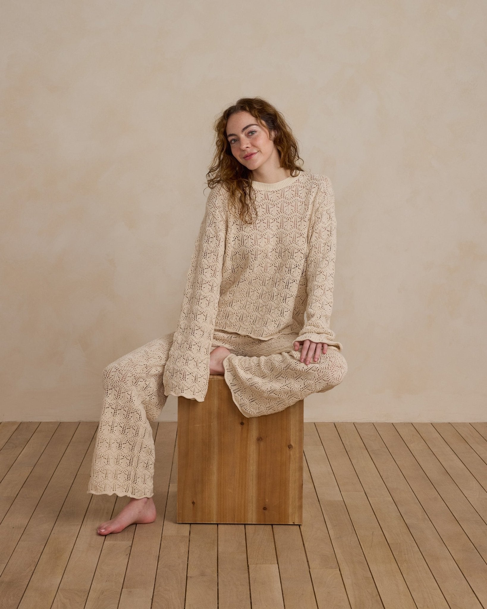 Crochet Knit Pant | Natural - Rylee + Cru Canada