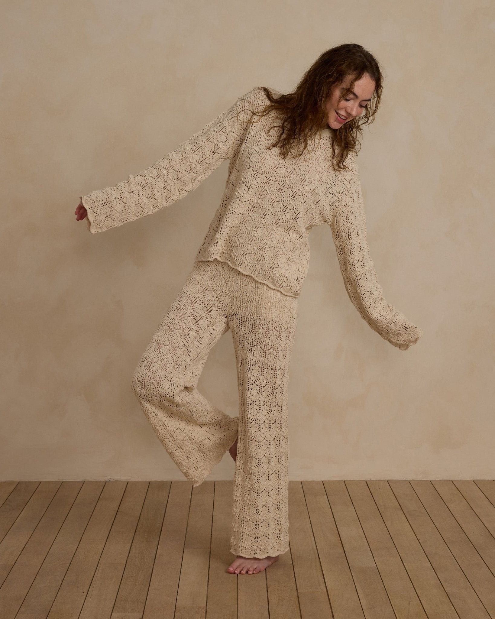 Crochet Knit Pant | Natural - Rylee + Cru Canada