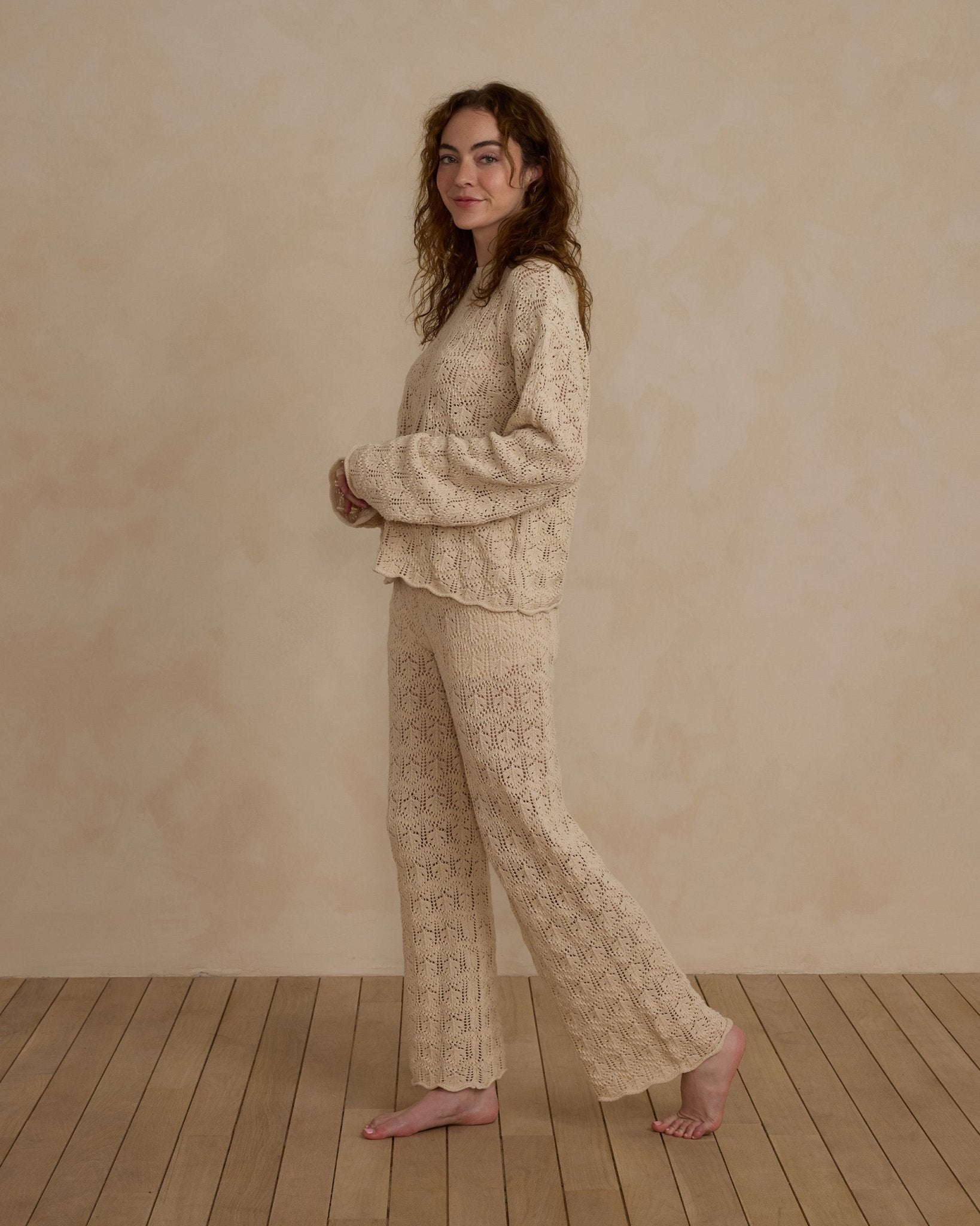 Crochet Knit Pant | Natural - Rylee + Cru Canada