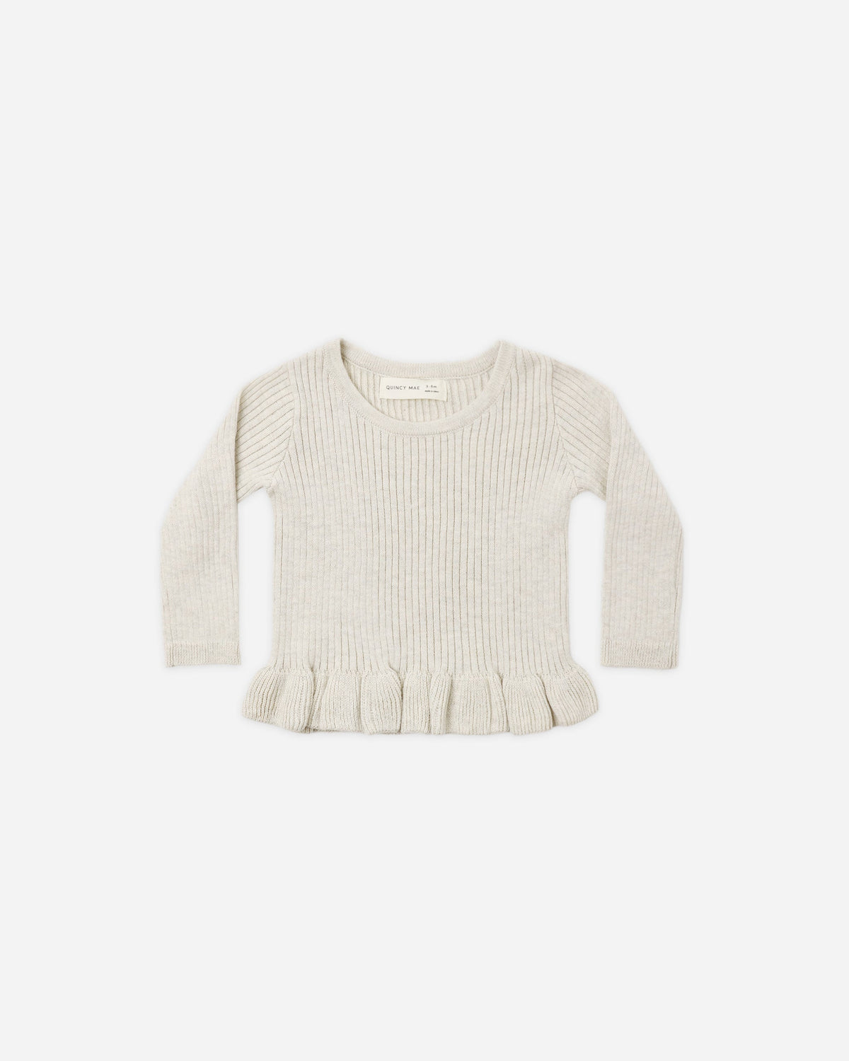 Rib Knit Peplum Top Heathered Oatmeal - Rylee + Cru | Kids Clothes | Trendy Baby Clothes | Modern Infant Outfits |