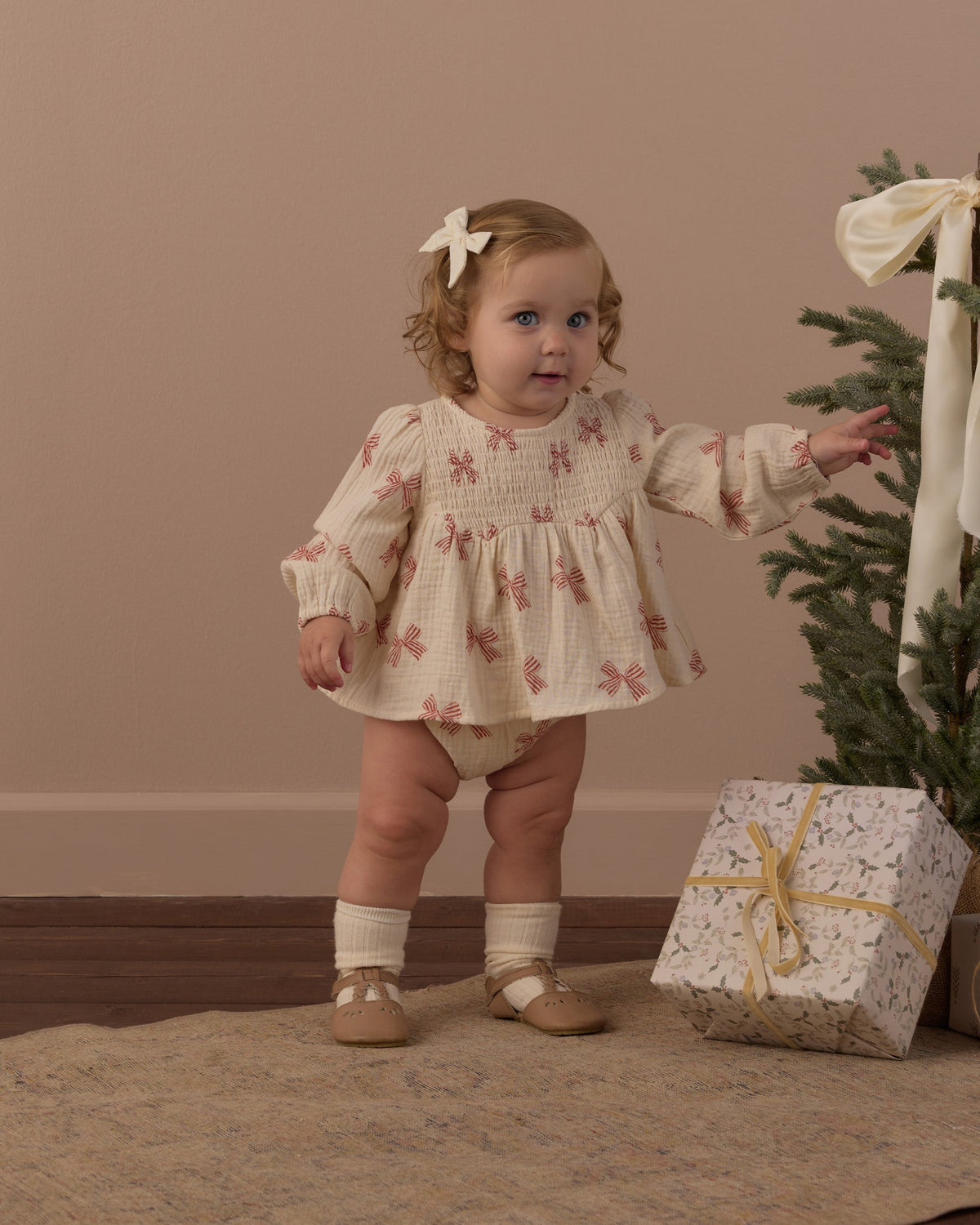 Sophia Top + Bloomer Set Peppermint Bows - Rylee + Cru | Kids Clothes | Trendy Baby Clothes | Modern Infant Outfits |