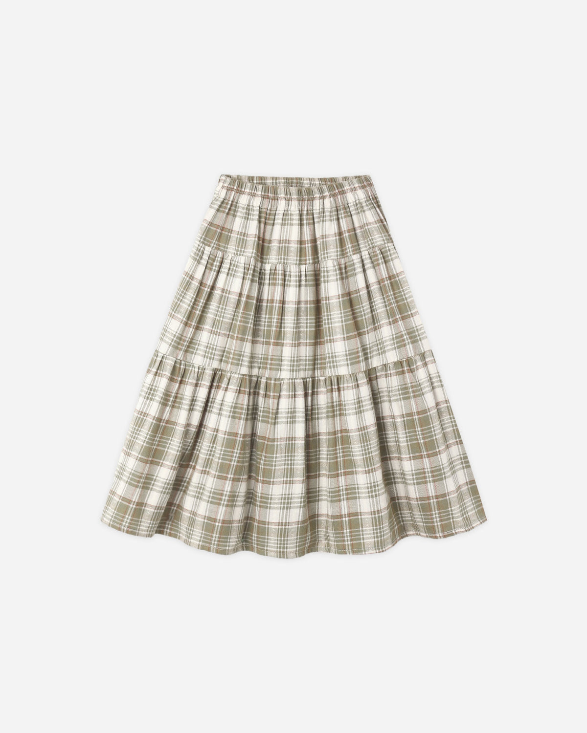 Tiered Midi Skirt Olive Dobby Plaid - Rylee + Cru | Kids Clothes | Trendy Baby Clothes | Modern Infant Outfits |
