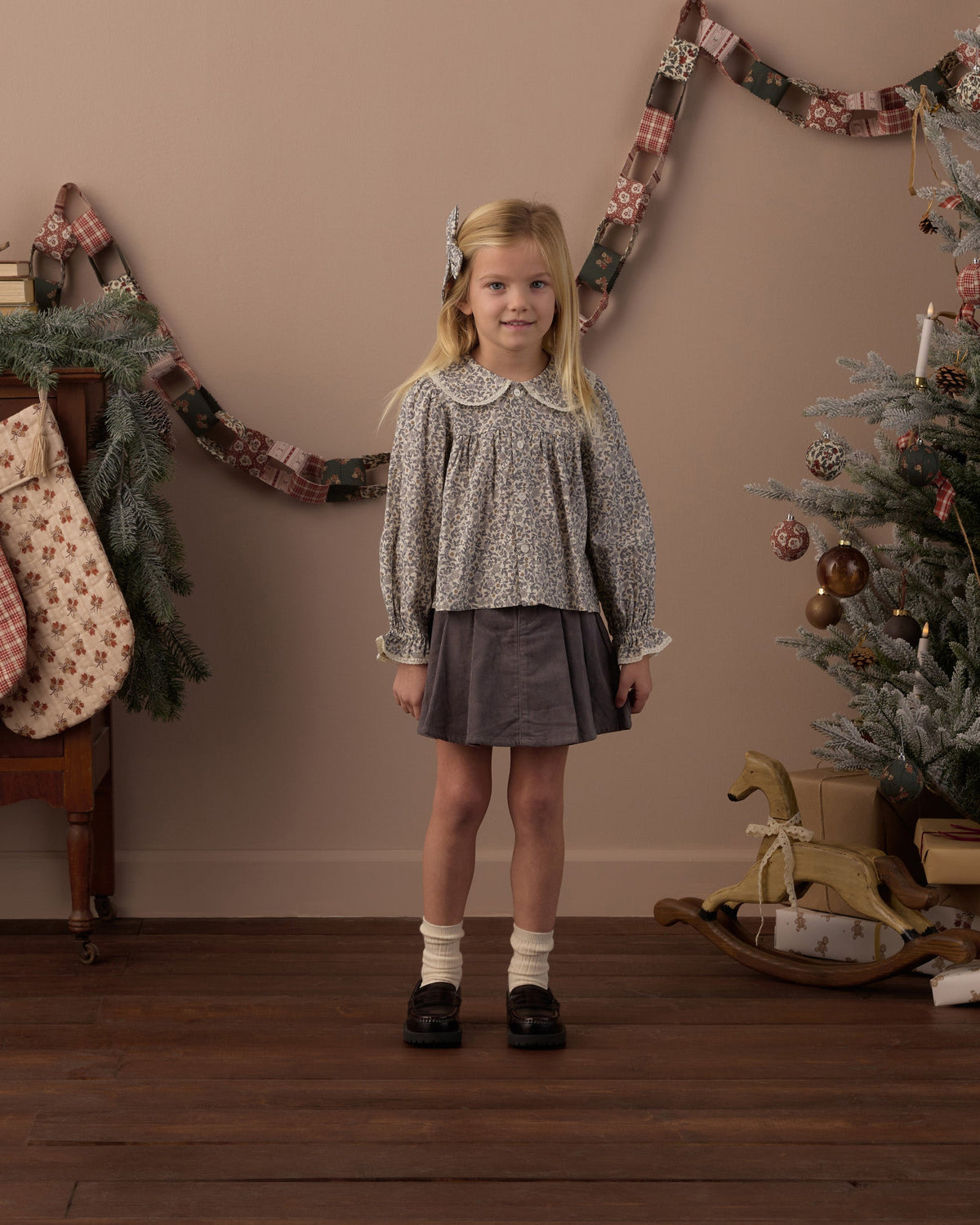 Kat Blouse Slate Floral - Rylee + Cru | Kids Clothes | Trendy Baby Clothes | Modern Infant Outfits |