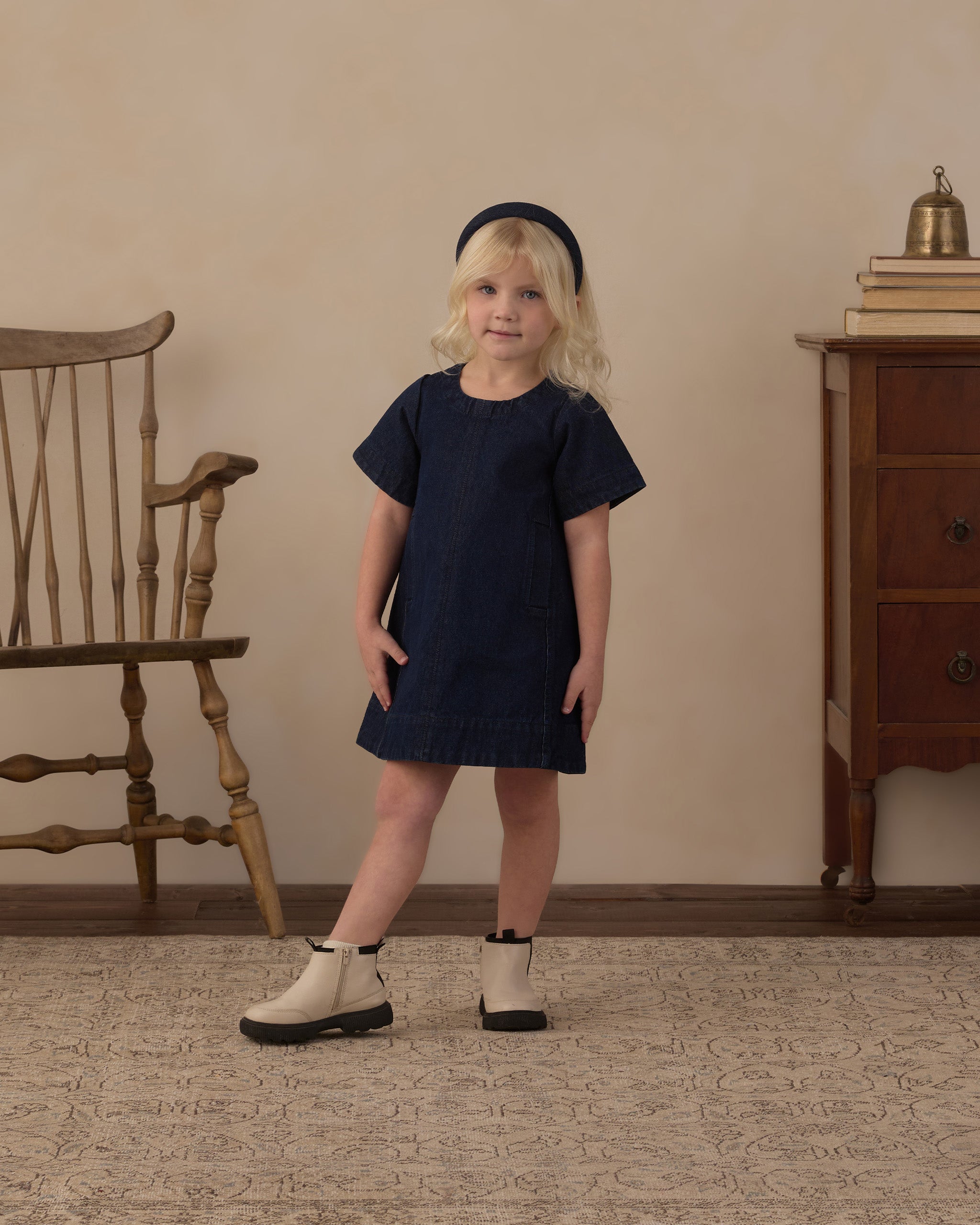 Savannah Dress Dark Indigo - Rylee + Cru | Kids Clothes | Trendy Baby Clothes | Modern Infant Outfits |