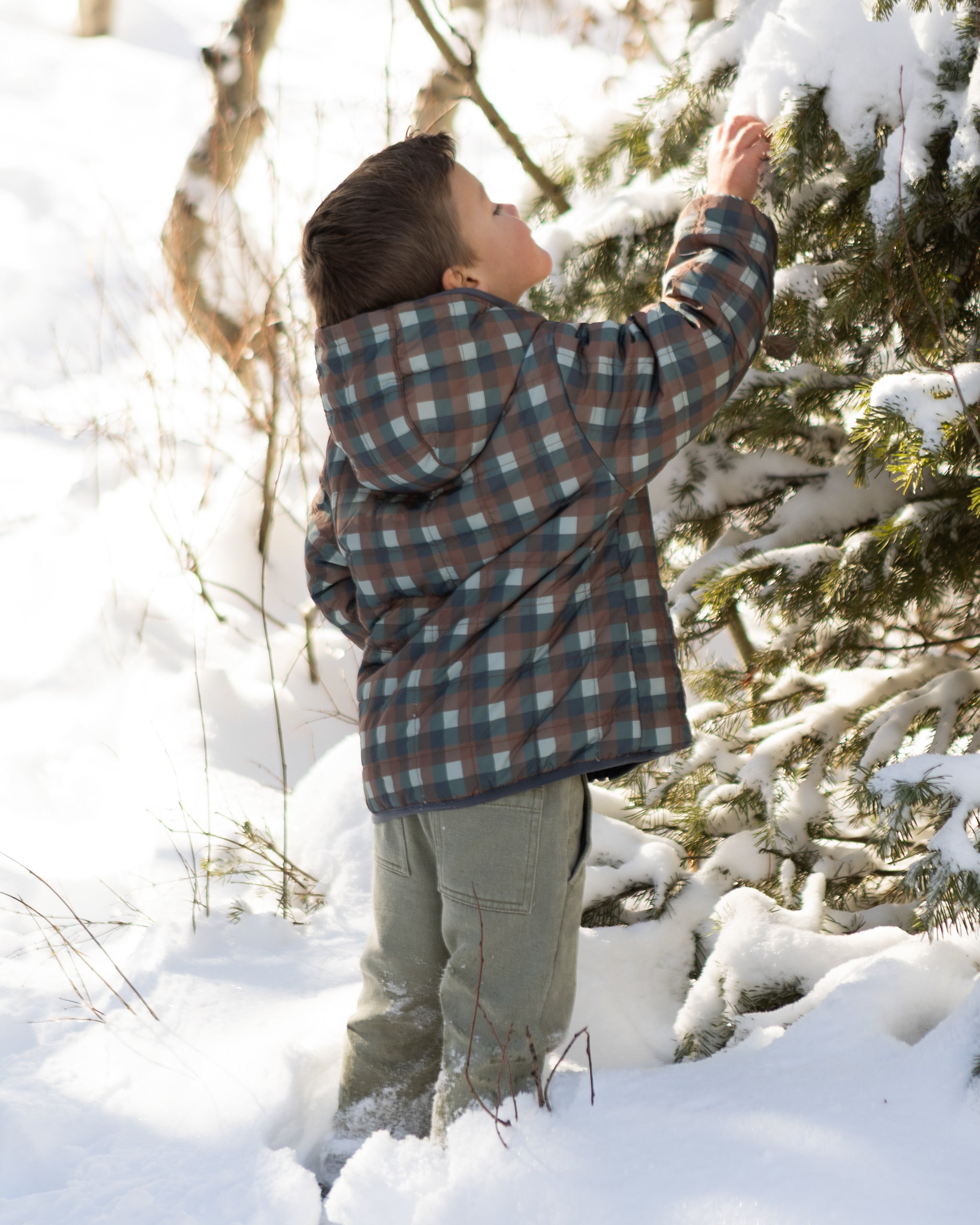 Lightweight Reversible Puffer Midnight Check - Rylee + Cru | Kids Clothes | Trendy Baby Clothes | Modern Infant Outfits |