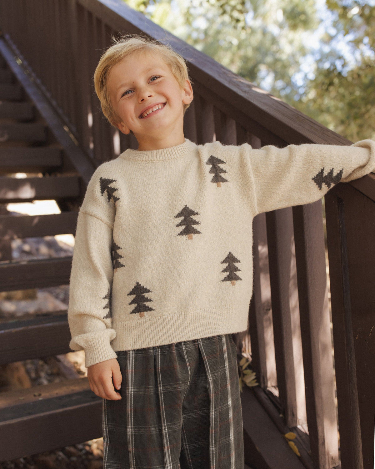 Aspen Sweater Tree Jacquard - Rylee + Cru | Kids Clothes | Trendy Baby Clothes | Modern Infant Outfits |