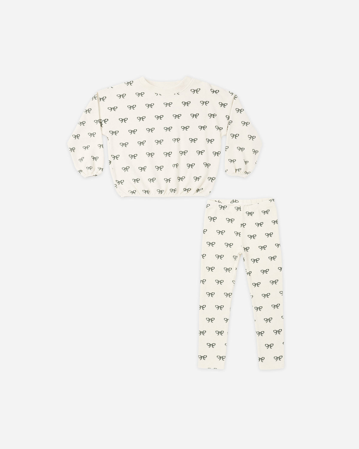Spongey Knit Set Evergreen Bows - Rylee + Cru | Kids Clothes | Trendy Baby Clothes | Modern Infant Outfits |